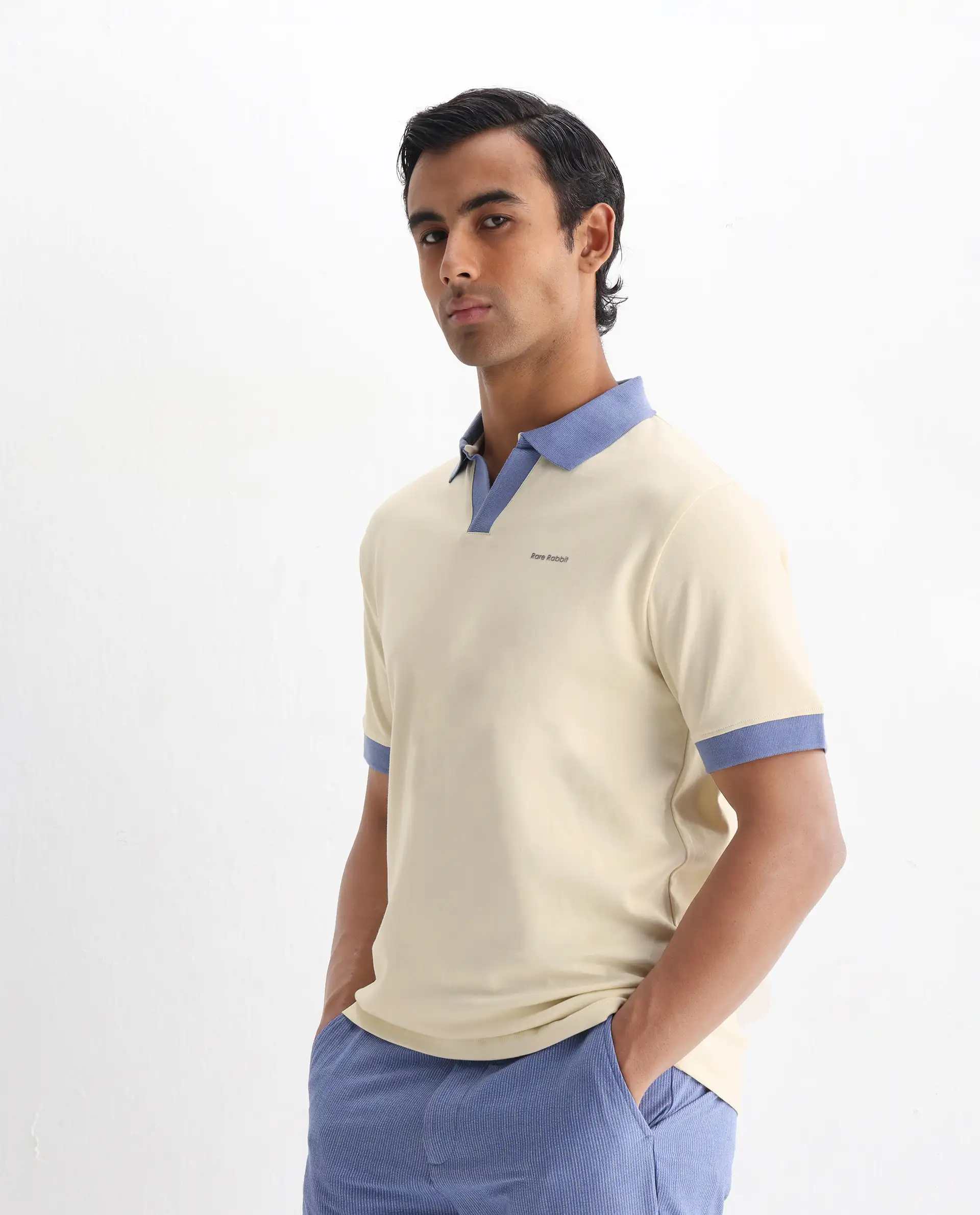 Rare Rabbit Men's Carmelon Light Green Cotton Plain Regular Fit Half Sleeve Polo - Image 5