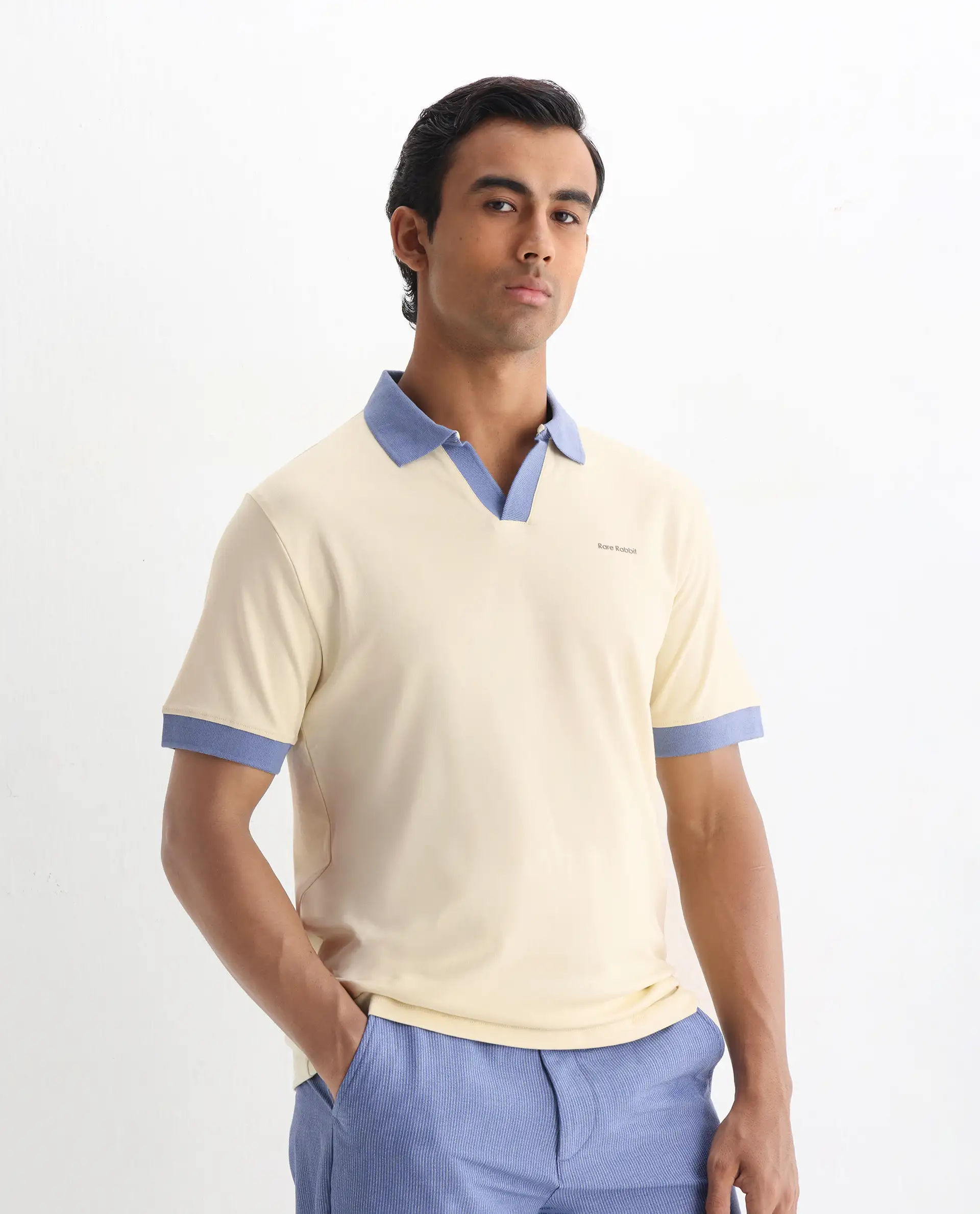 Rare Rabbit Men's Carmelon Light Green Cotton Plain Regular Fit Half Sleeve Polo - Image 6
