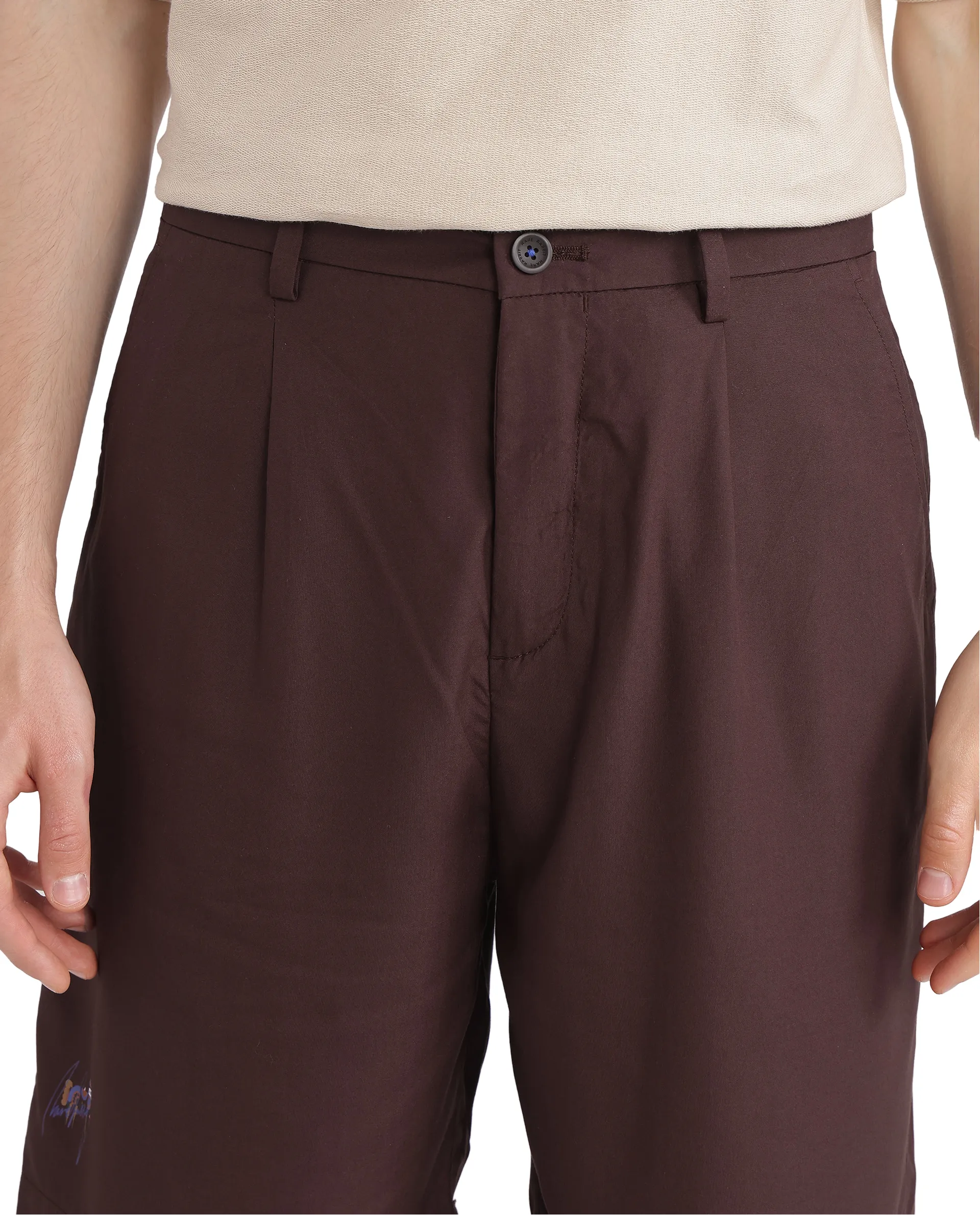 Rare Rabbit Men's Carn-B Brown Cotton Plain Oversized Fit Shorts - Image 8