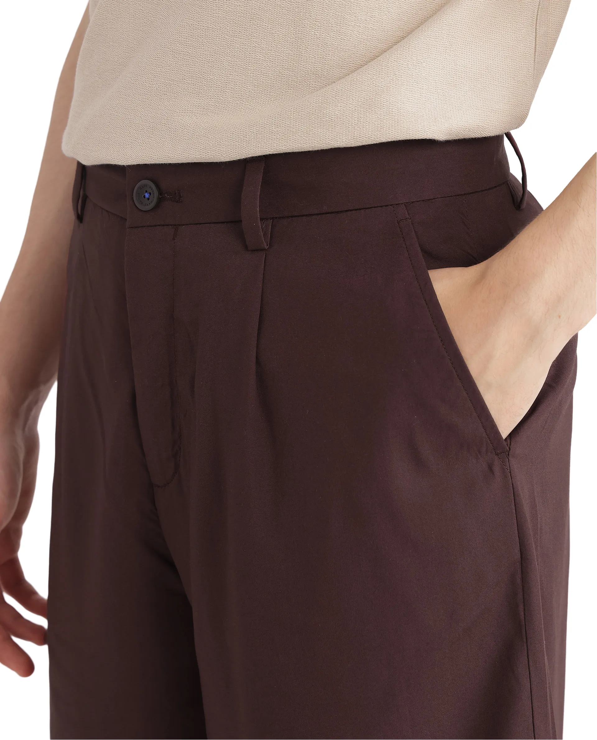 Rare Rabbit Men's Carn-B Brown Cotton Plain Oversized Fit Shorts - Image 9
