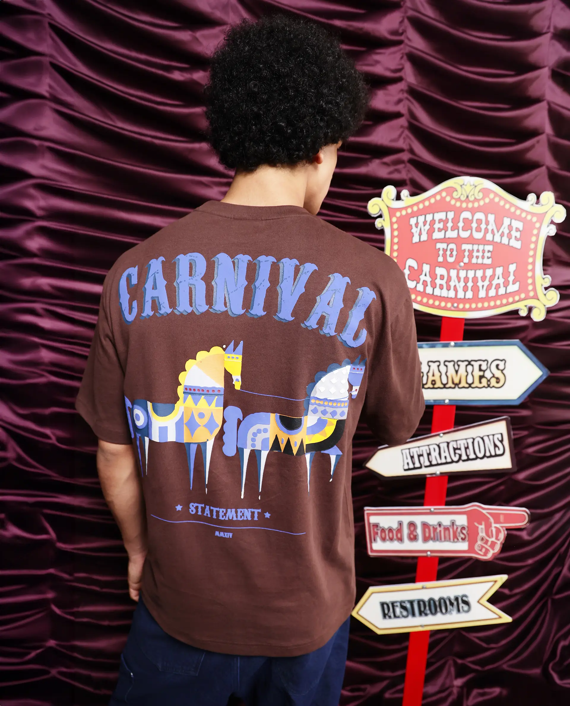 Rare Rabbit Men's Carn Brown Cotton Graphic Print Oversized Fit Half Sleeve Crew Neck T-Shirt - Image 9