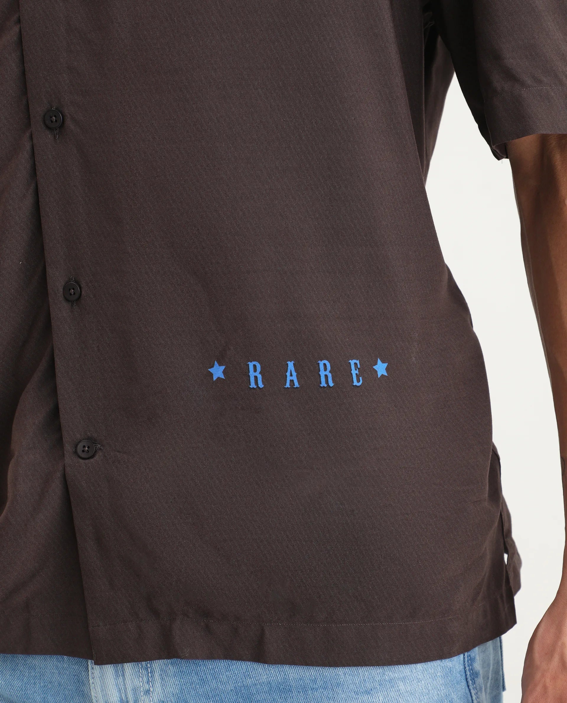 Rare Rabbit Men's Carn-S Brown Cotton Fabric Short Sleeve Collared Neck Button Closure Graphic Print Shirt - Image 7
