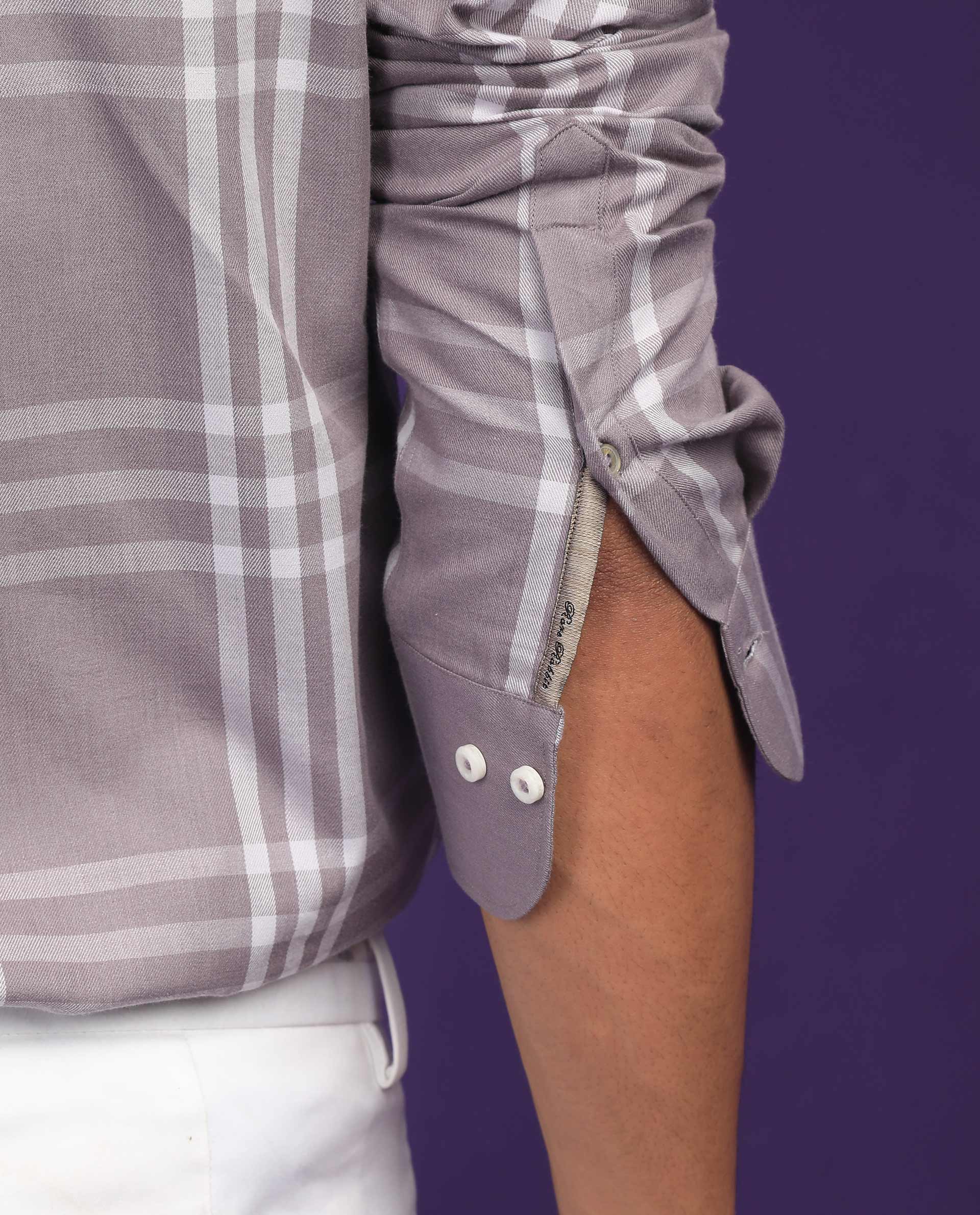 Rare Rabbit Men's Carnet Dusky Purple Cotton Checked Print Regular Fit Full Sleeve Collared Shirt - Image 4