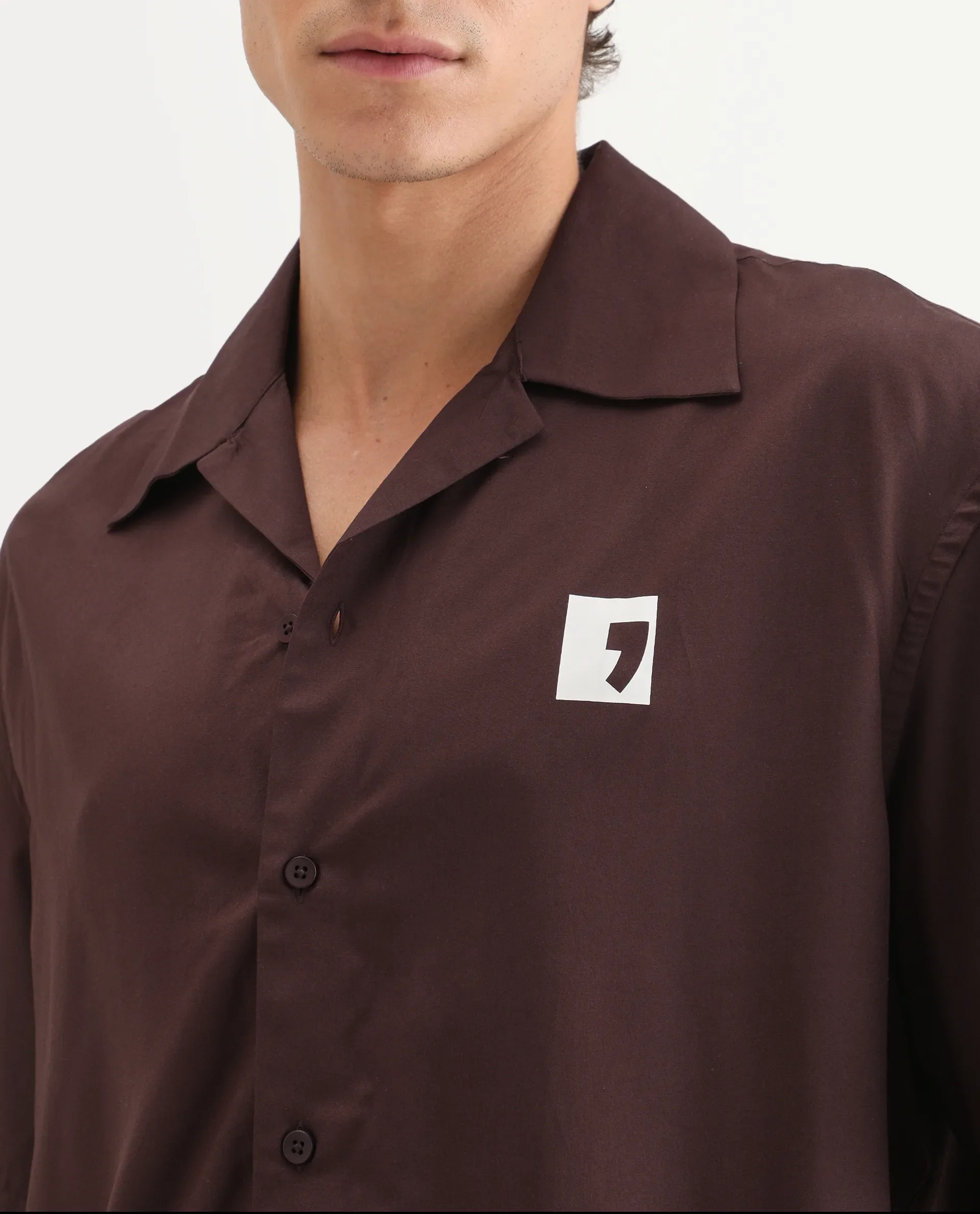 Rare Rabbit Men's Carn Ss Brown Cotton Graphic Print Oversized Fit Half Sleeve Collared Shirt - Image 3