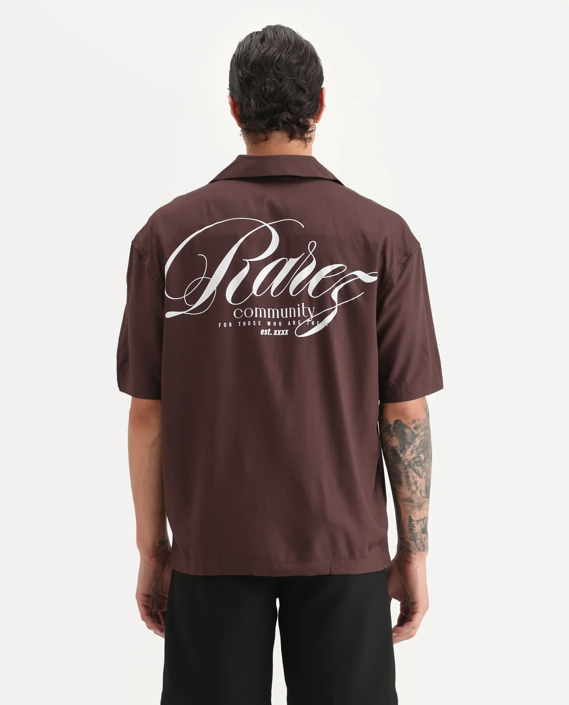 Rare Rabbit Men's Carn Ss Brown Cotton Graphic Print Oversized Fit Half Sleeve Collared Shirt - Image 7
