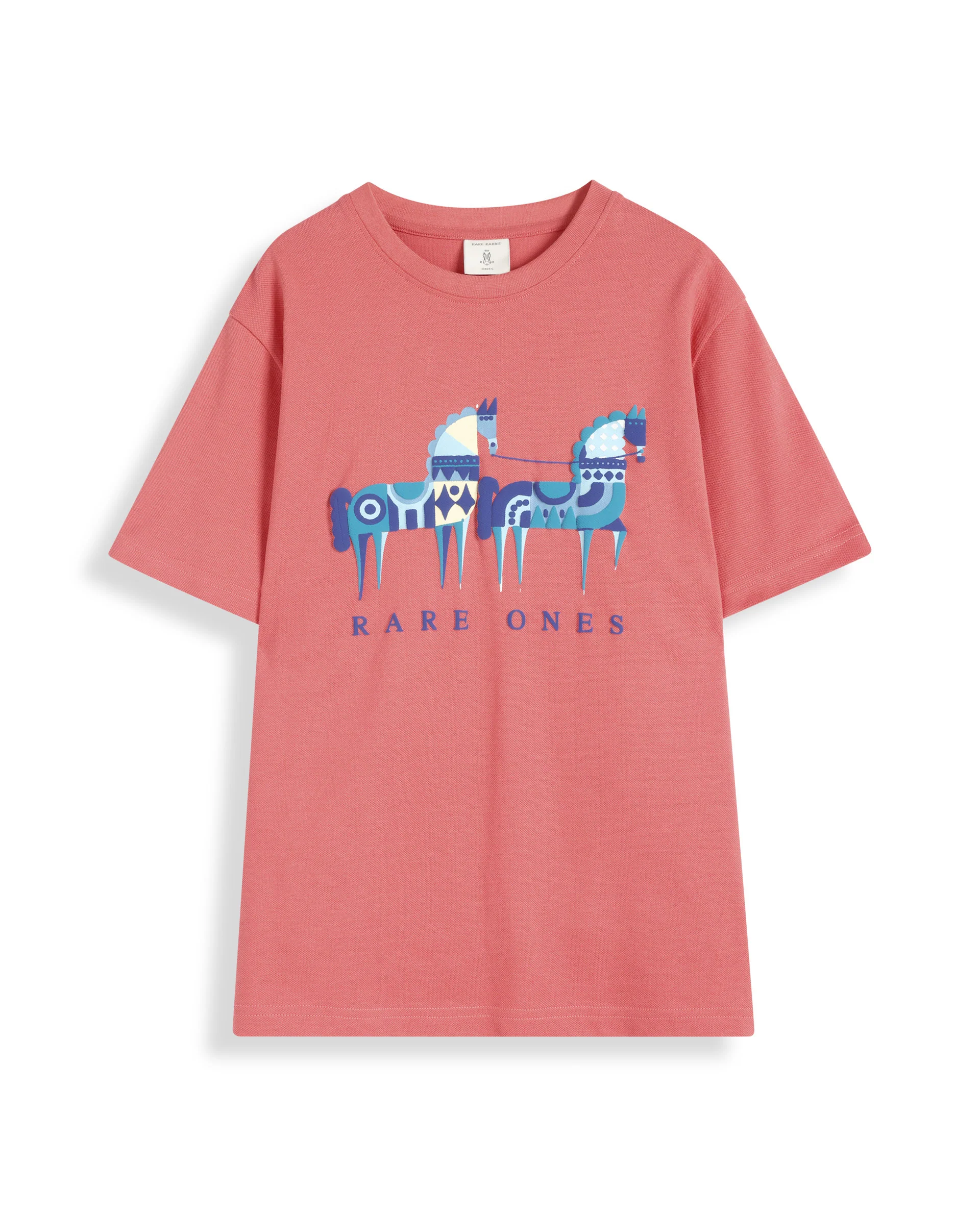 Rare Ones Kids Carno Peach Cotton Blend Fabric Half Sleeves Crew Neck Graphic Print T-Shirt - Image 2