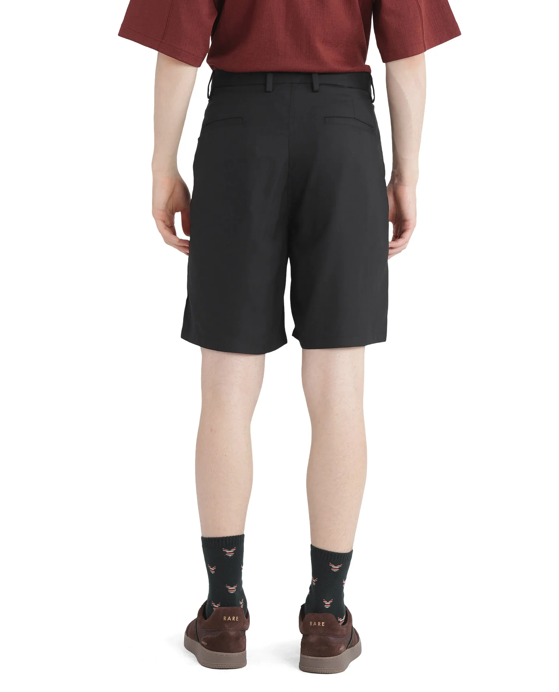 Rare Rabbit Men's Caro-B Black Cotton Plain Oversized Fit Shorts - Image 2