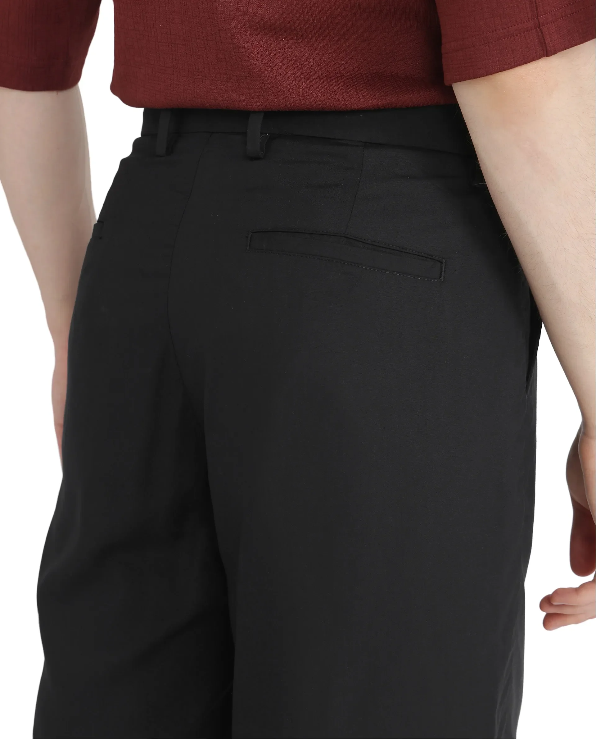 Rare Rabbit Men's Caro-B Black Cotton Plain Oversized Fit Shorts - Image 3