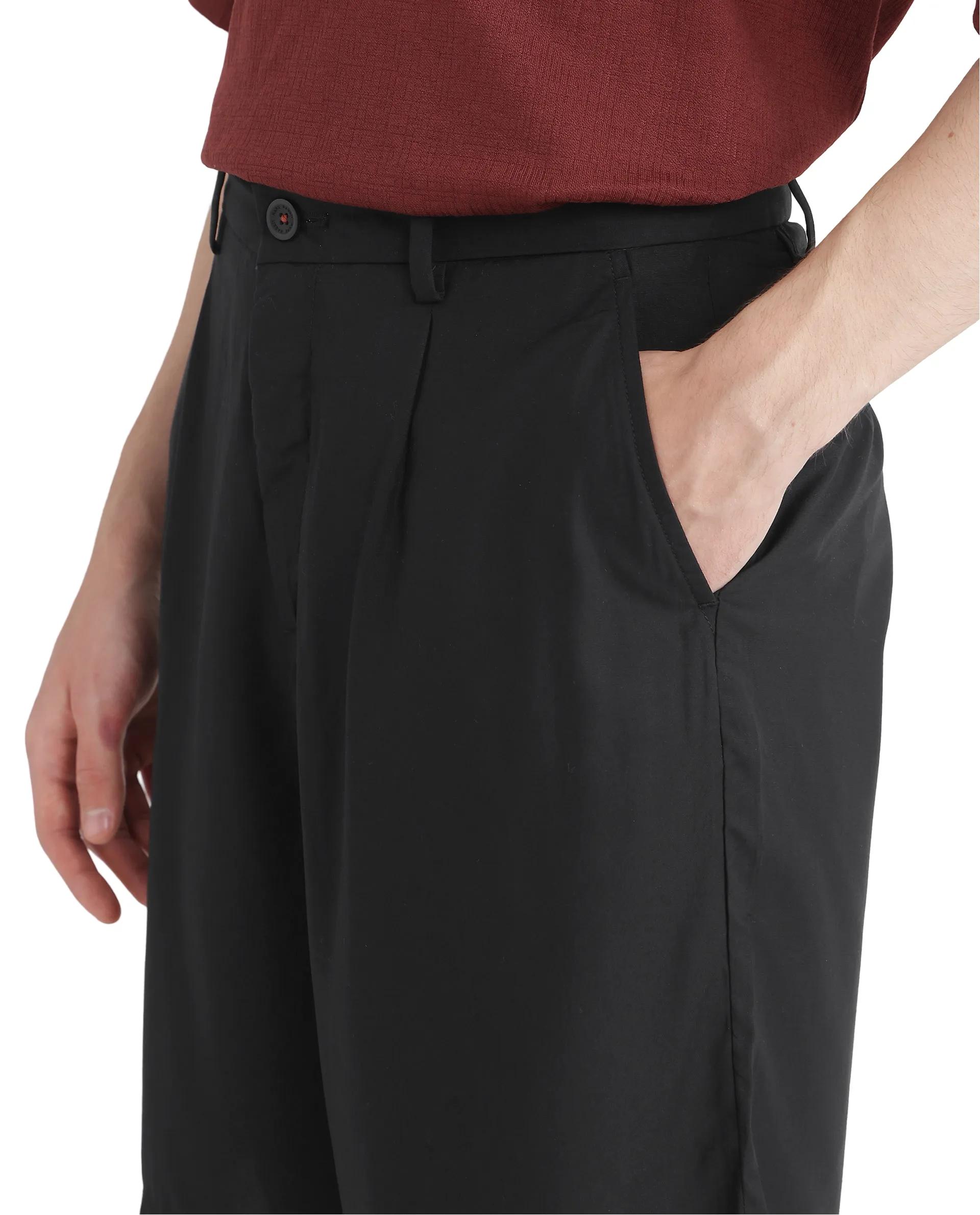 Rare Rabbit Men's Caro-B Black Cotton Plain Oversized Fit Shorts - Image 9