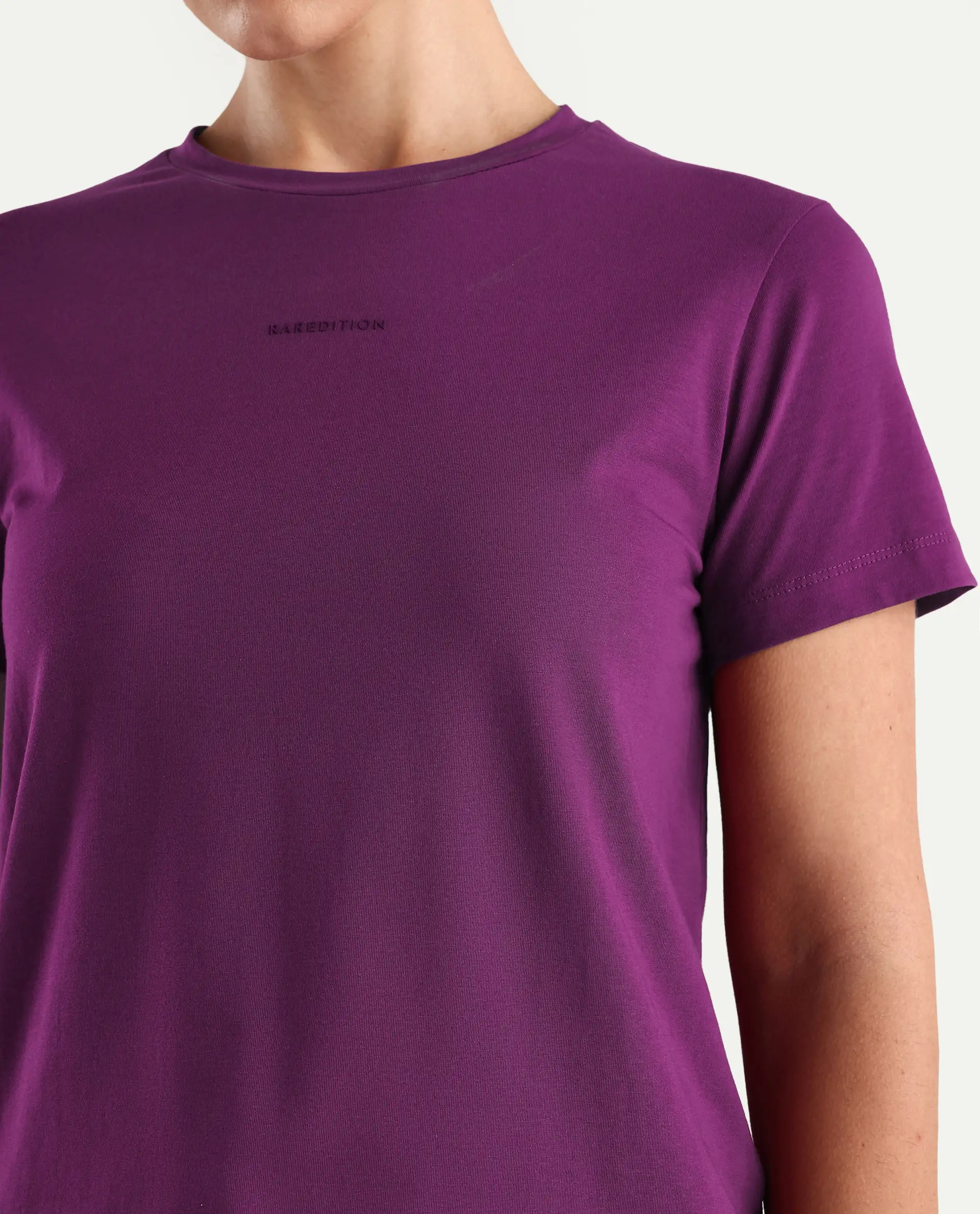 Rareism Women's Carob Dark Pink Linen Crew Neck Plain Regular Fit T-Shirt - Image 3