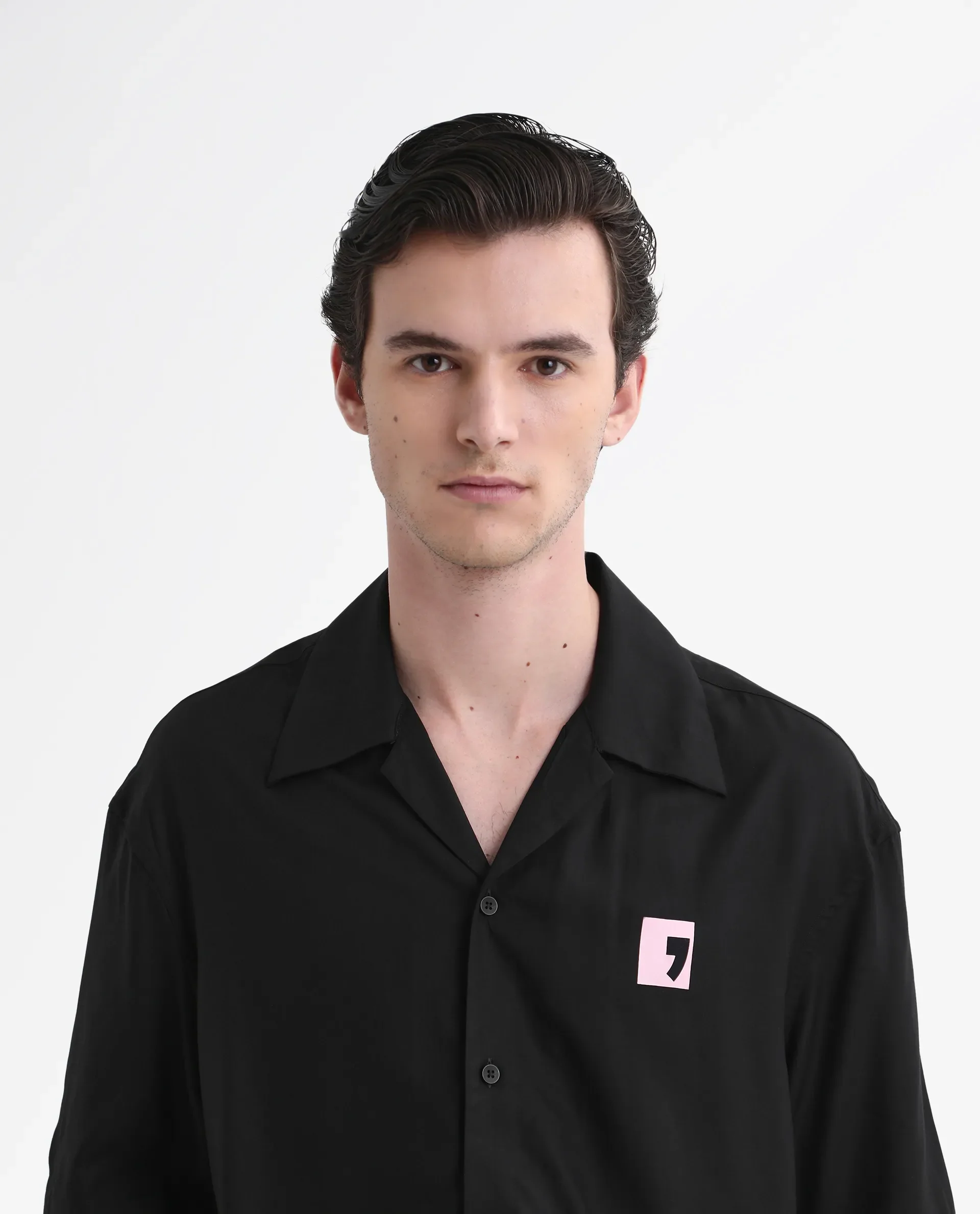 Rare Rabbit Men's Caroo Black Cotton Graphic Print Boxy Fit Half Sleeve Cuban Collar Shirt - Image 7