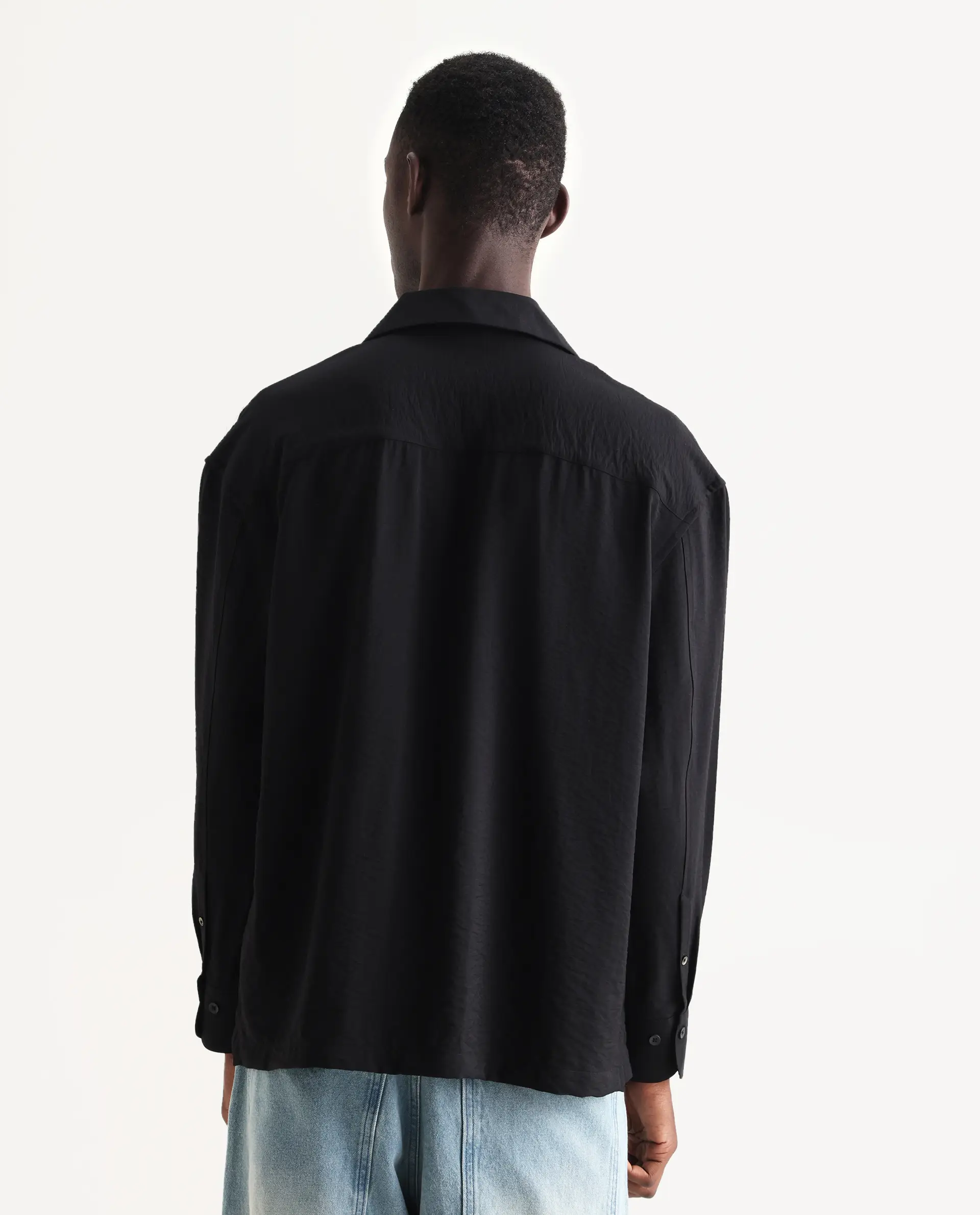 Rare Rabbit Men's Carost Black Cotton Applique Print Boxy Fit Full Sleeve Cuban Collar Shirt - Image 7