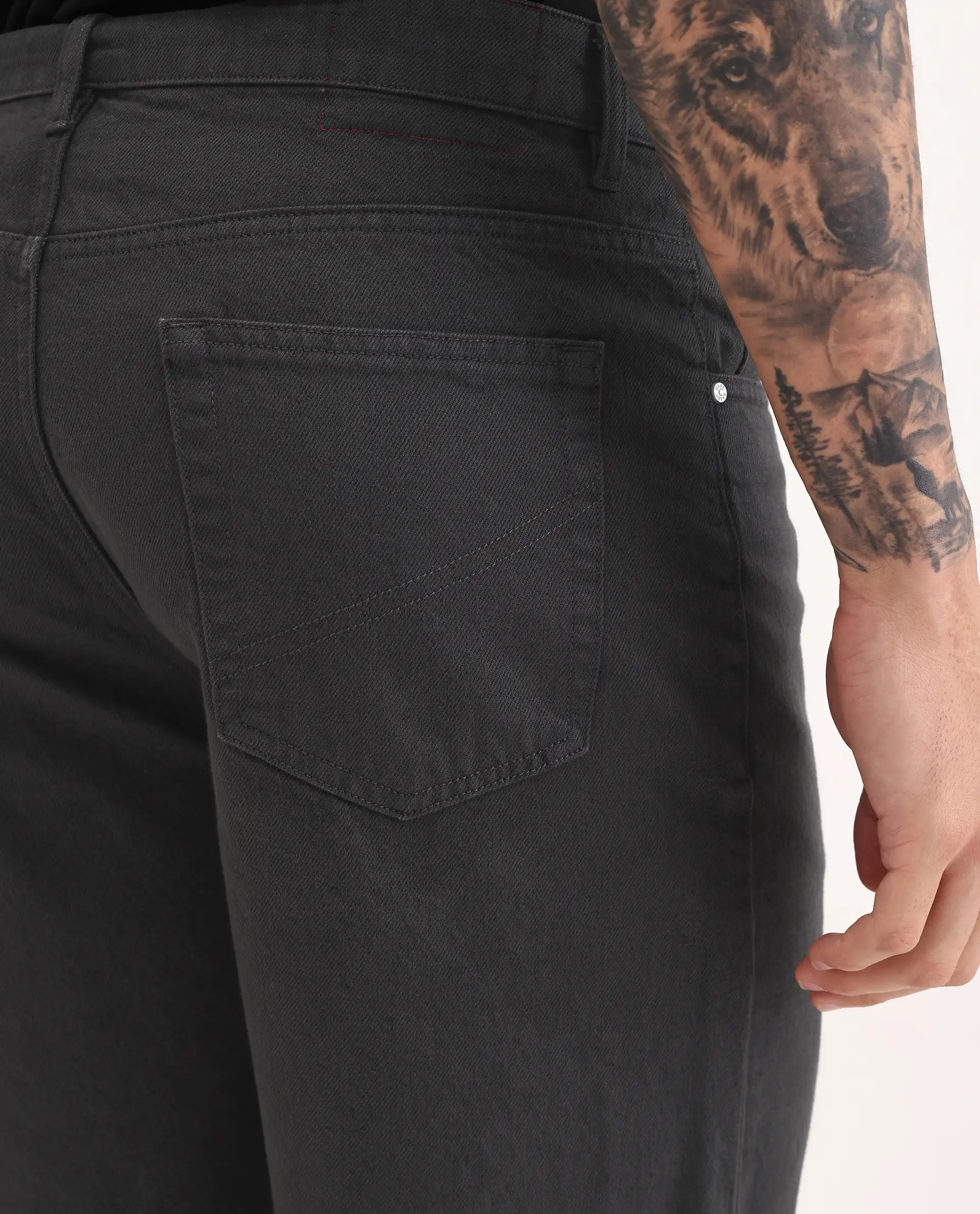 Rare Rabbit Men's Carp Dark Grey Cotton Fabric Regular Fit Plain Shorts - Image 7