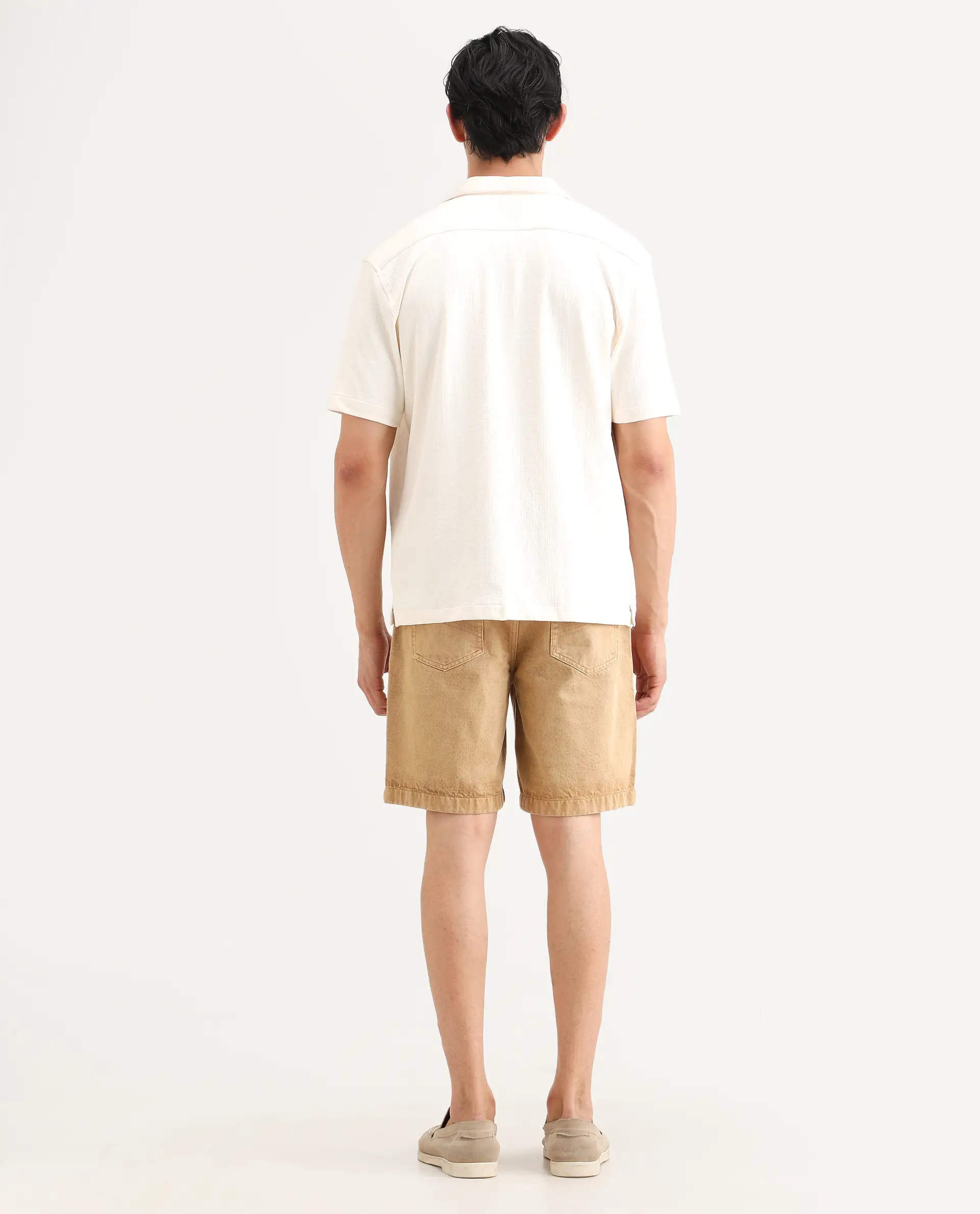 Rare Rabbit Men's Carp Khaki Cotton Fabric Relaxed Fit Plain Shorts - Image 8