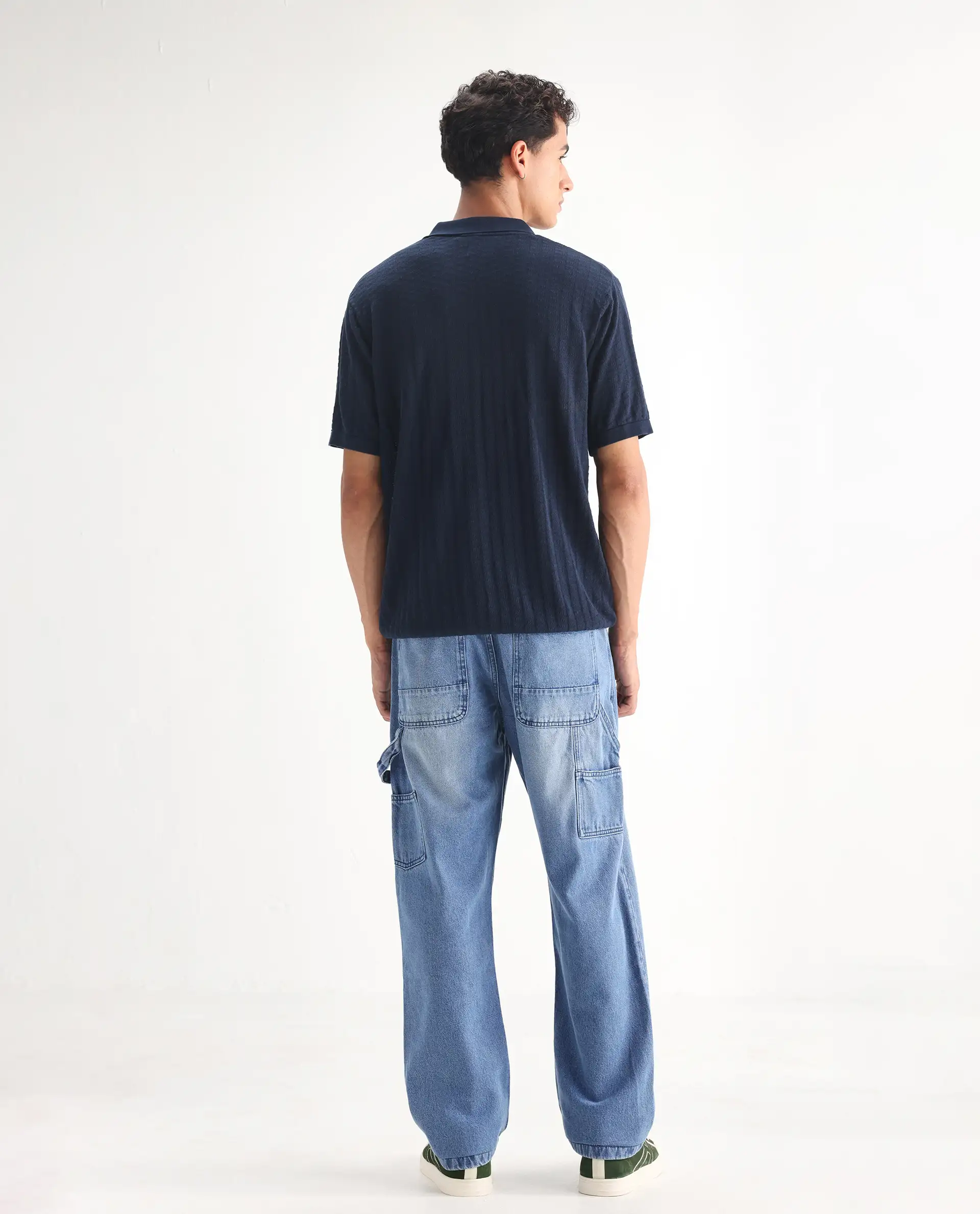 Rare Rabbit Men's Carpenter-2 Blue Cotton Plain Carpenter Fit Jeans - Image 10