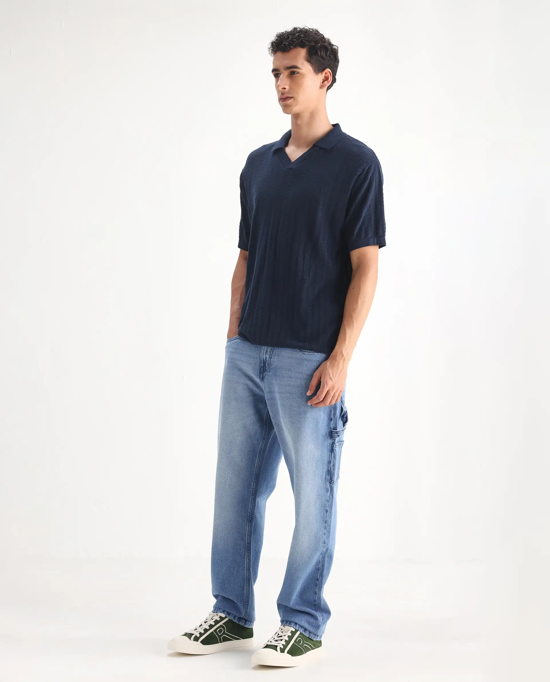 Rare Rabbit Men's Carpenter-2 Blue Cotton Plain Carpenter Fit Jeans - Image 3