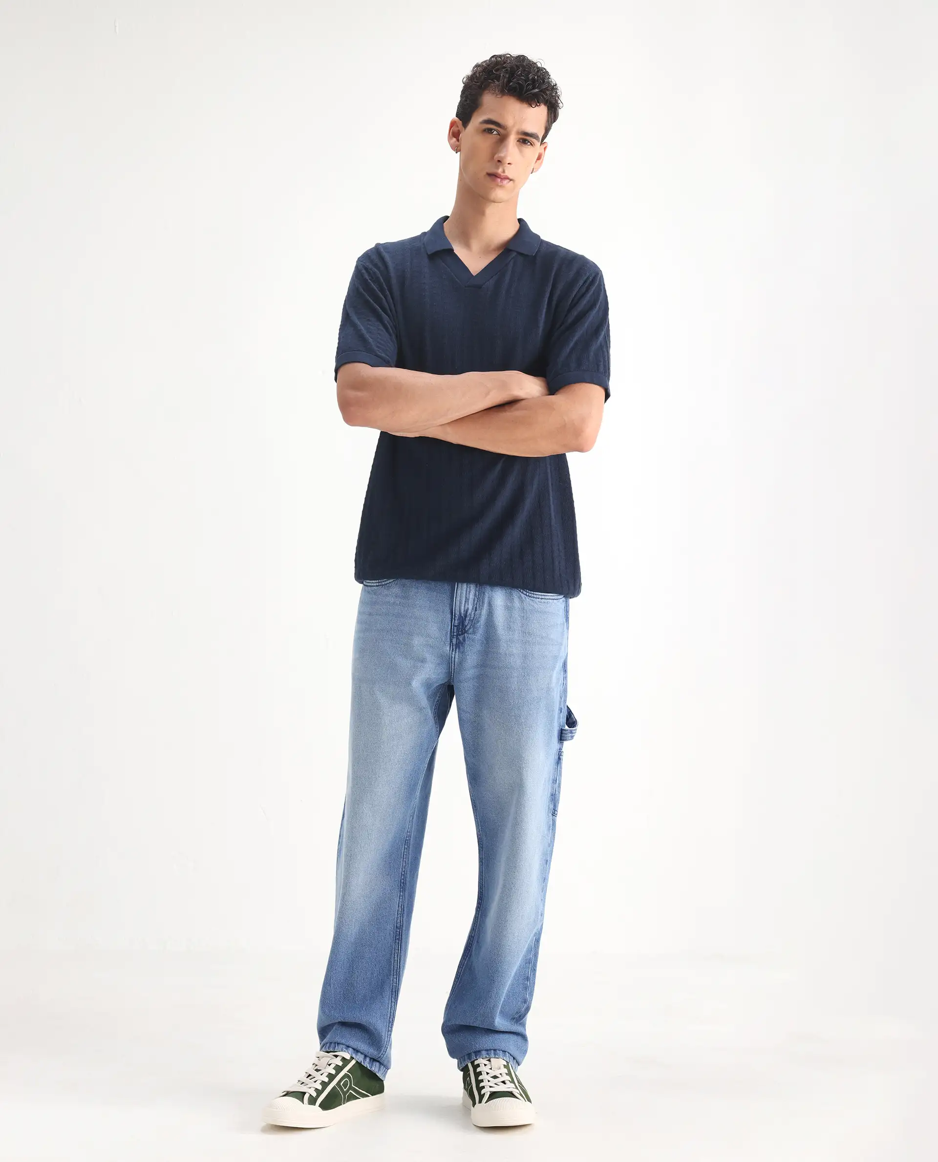 Rare Rabbit Men's Carpenter-2 Blue Cotton Plain Carpenter Fit Jeans - Image 4