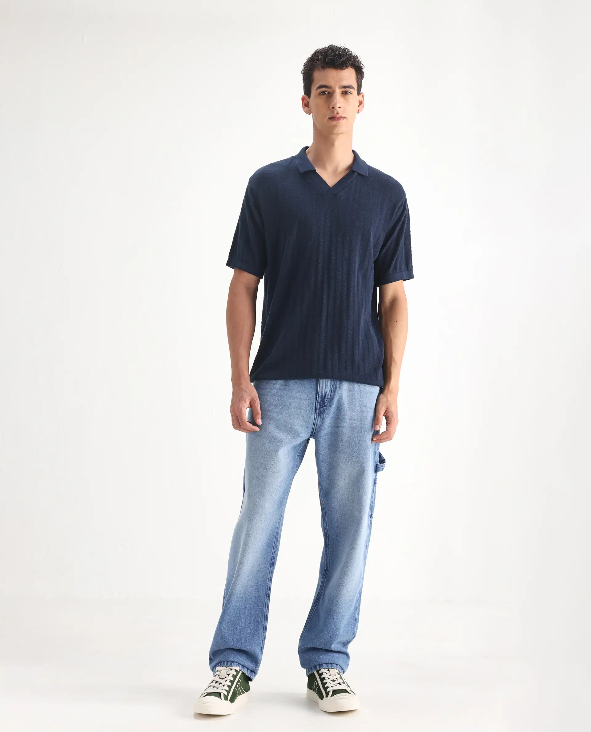 Rare Rabbit Men's Carpenter-2 Blue Cotton Plain Carpenter Fit Jeans - Image 6