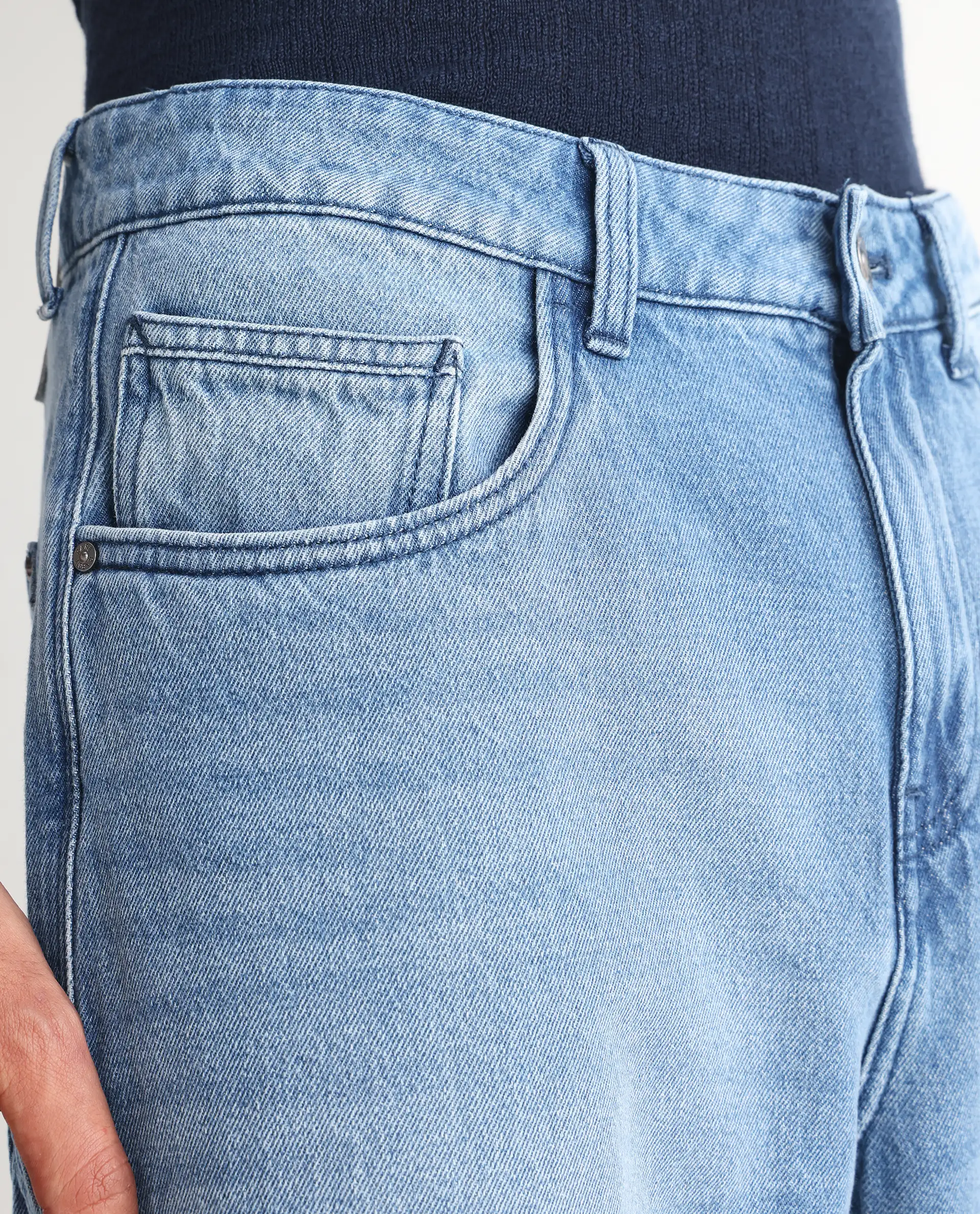 Rare Rabbit Men's Carpenter-2 Blue Cotton Plain Carpenter Fit Jeans - Image 7