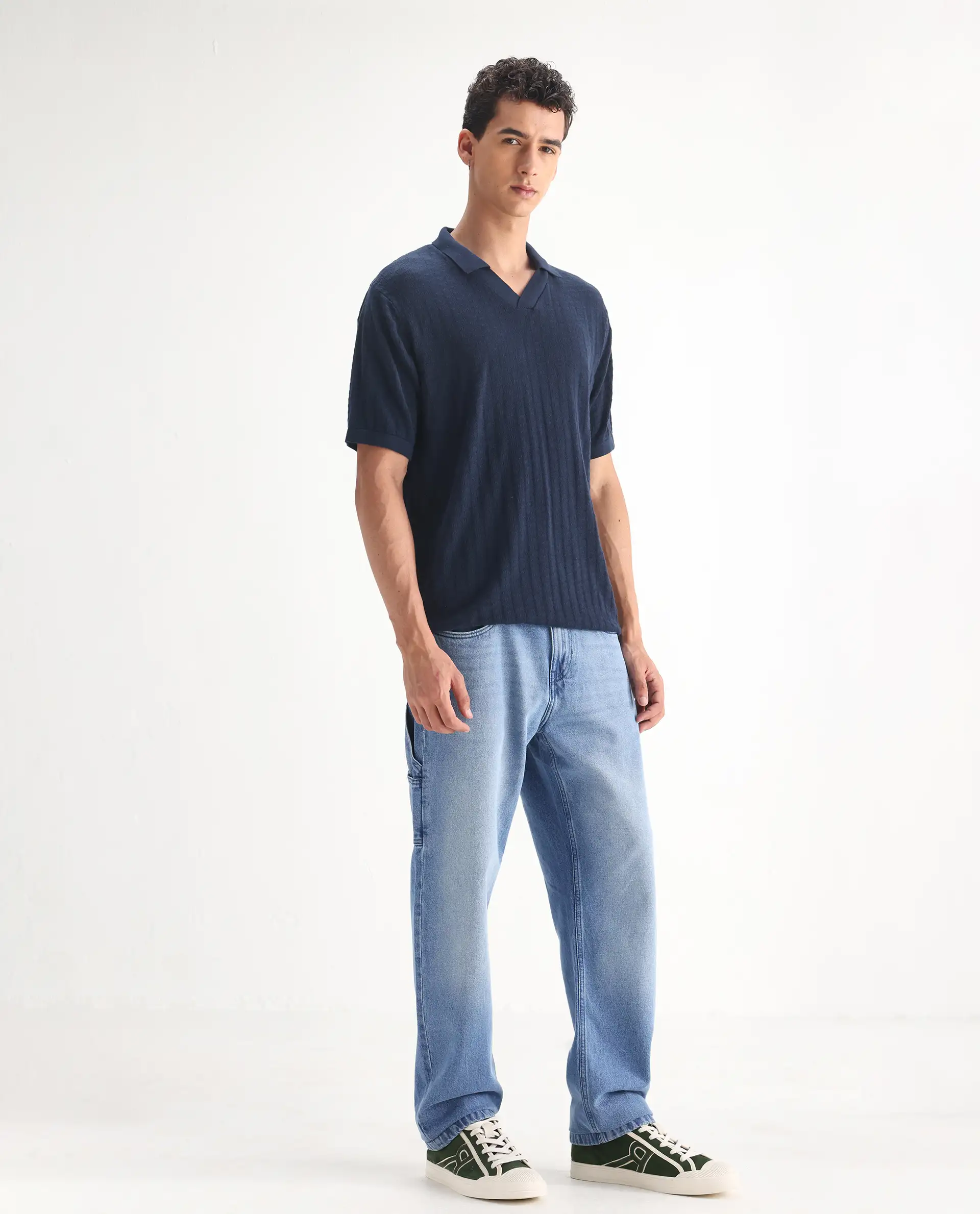 Rare Rabbit Men's Carpenter-2 Blue Cotton Plain Carpenter Fit Jeans - Image 8