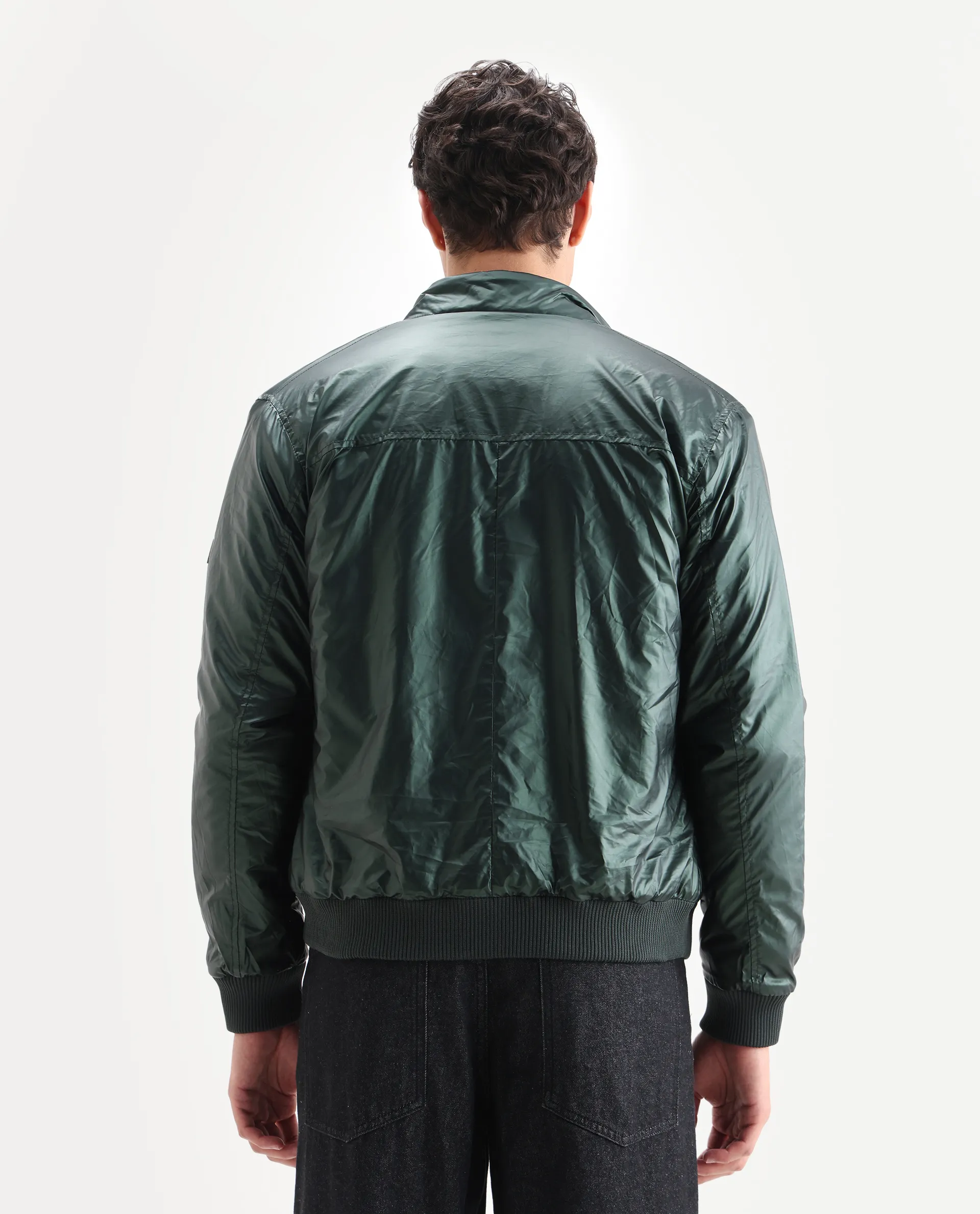 Rare Rabbit Men's Carpi Green Polyester Plain Regular Fit Full Sleeve Mandarin Collar Jacket - Image 7