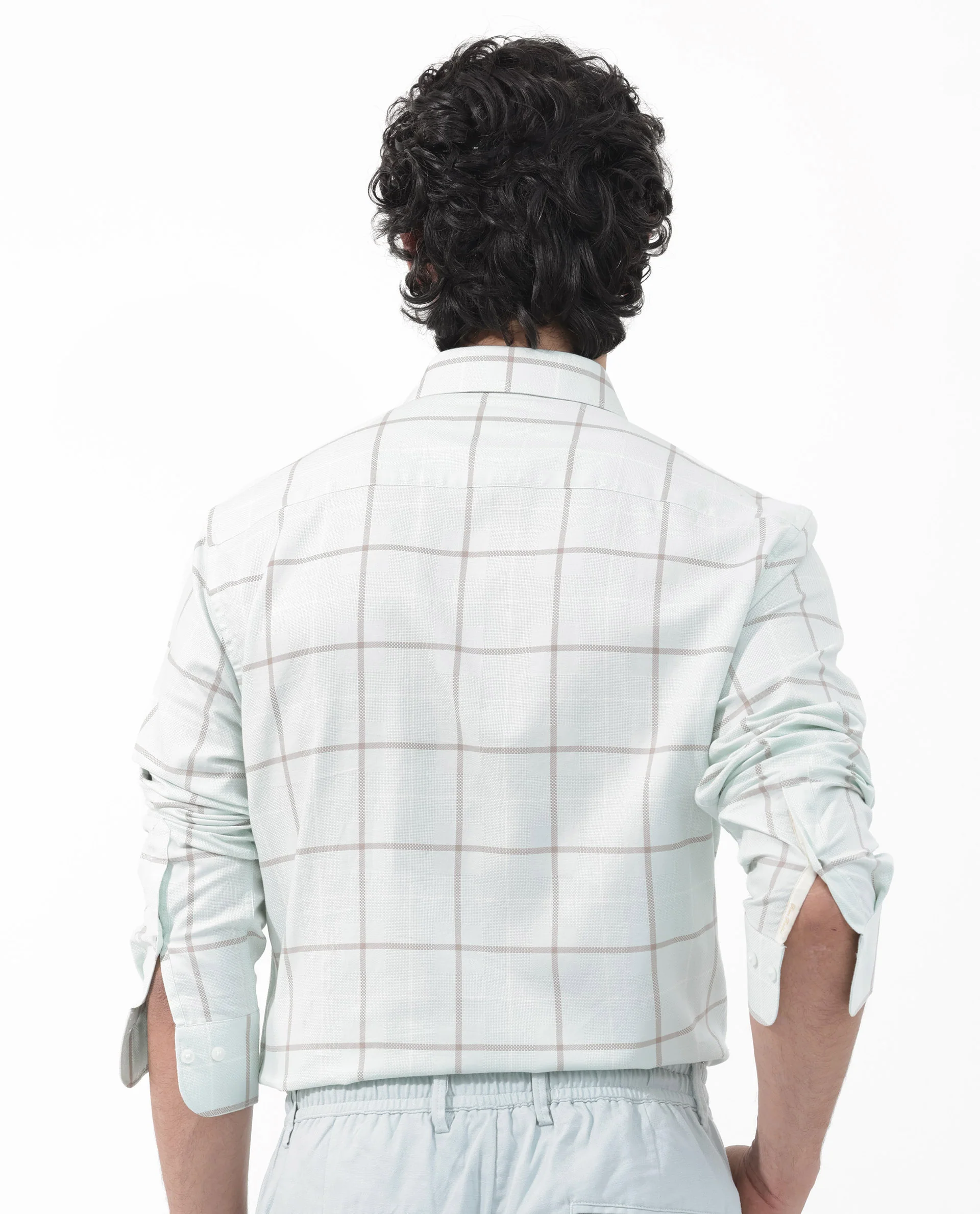 Rare Rabbit Men's Carrie Pastel Blue Cotton Checked Print Regular Fit Full Sleeve Collared Shirt - Image 9