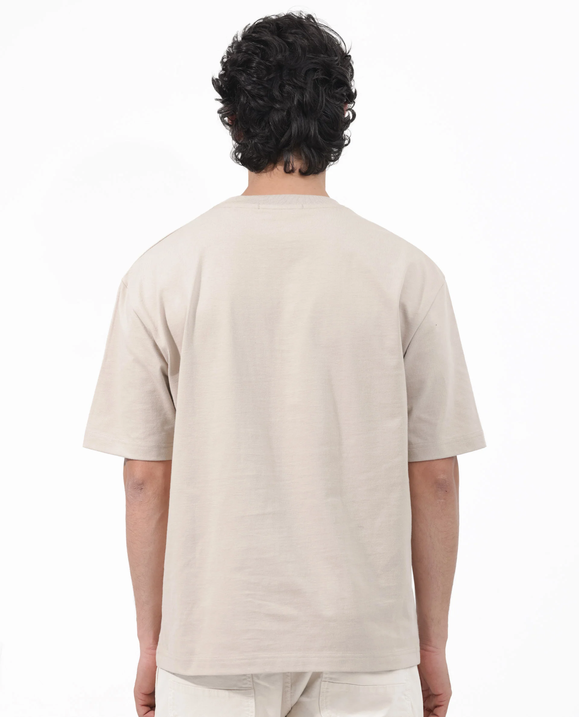 Rare Rabbit Articale Mens Carter Dusky Beige Cotton Fabric Short Sleeve Crew Neck Boxy Fit Printed T-Shirt - Image 9