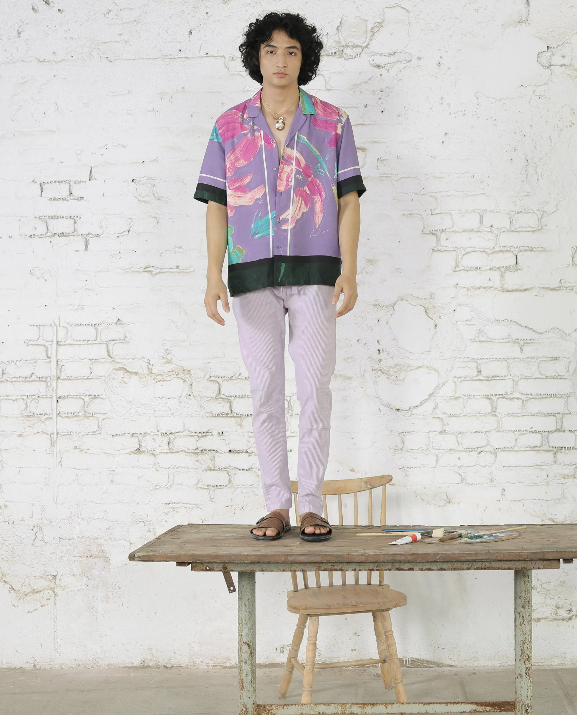 Rare Rabbit Men's Casa Purple Viscose Floral Print Boxy Fit Half Sleeve Cuban Collar Shirt - Image 2