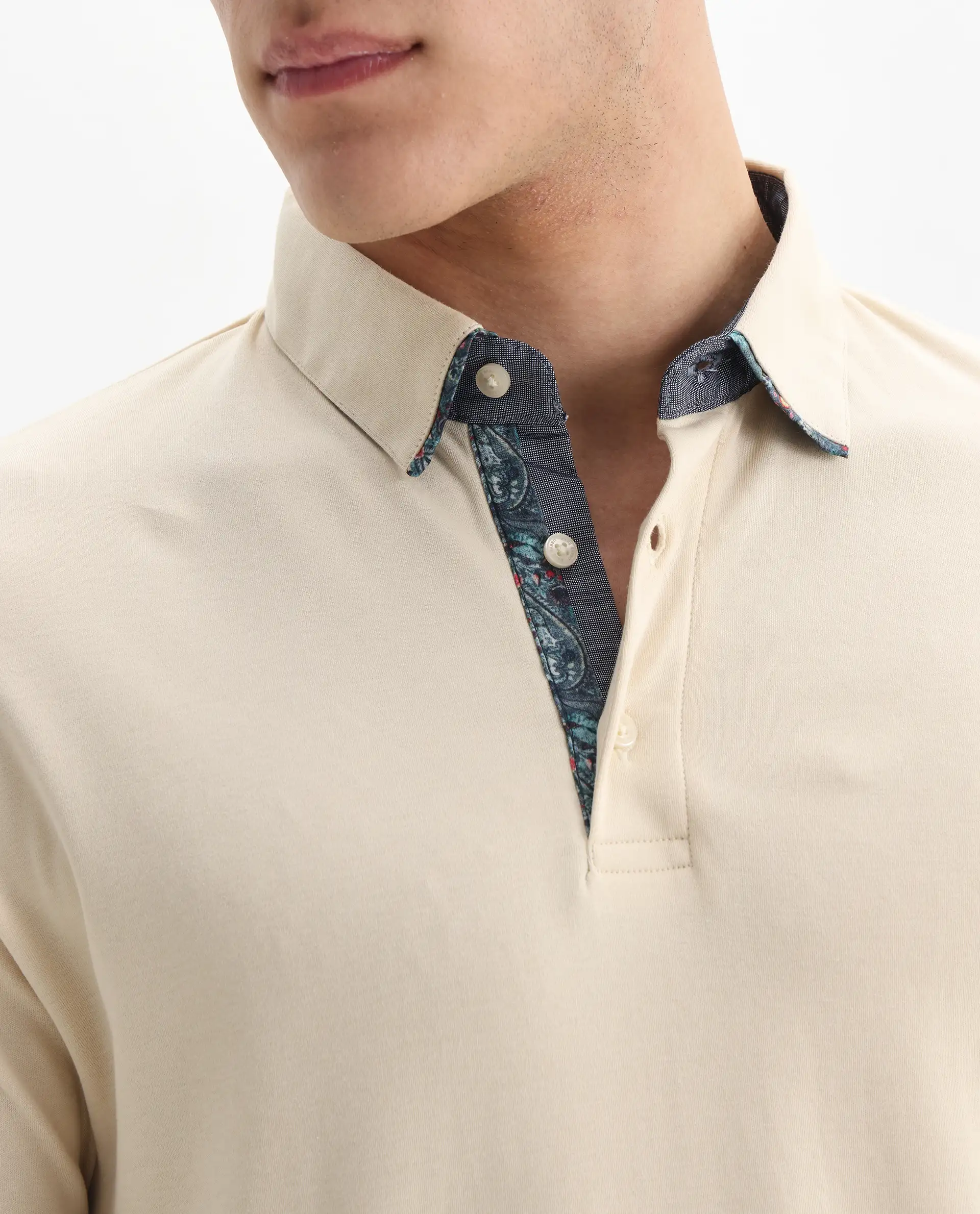 Rare Rabbit Men's Casca Dark Beige Cotton Plain Regular Fit Half Sleeve Polo - Image 3