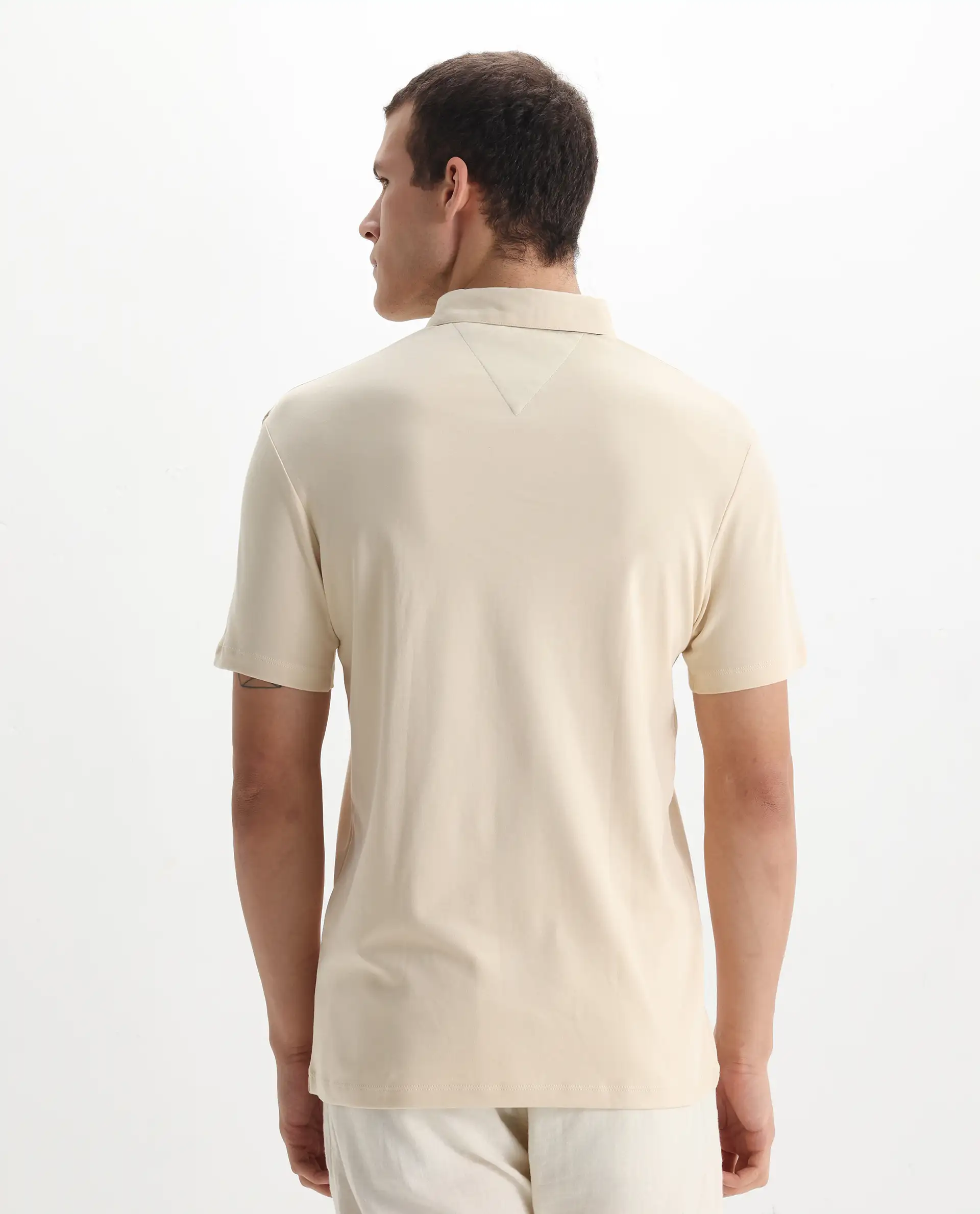 Rare Rabbit Men's Casca Dark Beige Cotton Plain Regular Fit Half Sleeve Polo - Image 7