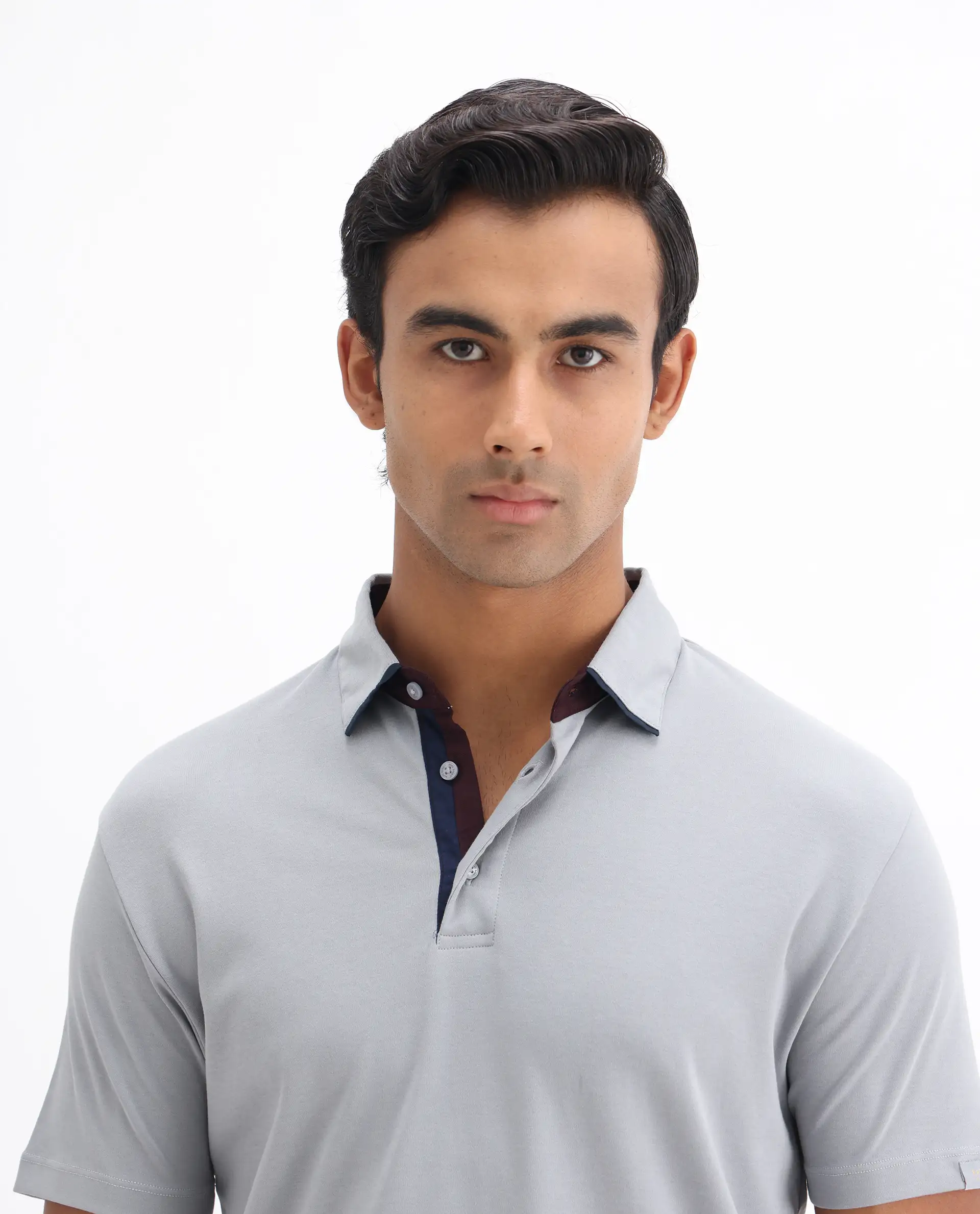 Rare Rabbit Men's Casca Dark Grey Cotton Plain Regular Fit Half Sleeve Polo - Image 7