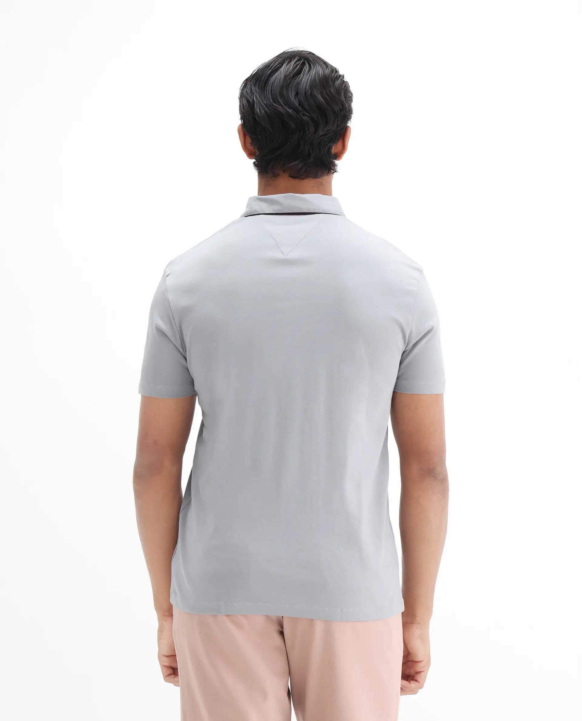 Rare Rabbit Men's Casca Dark Grey Cotton Plain Regular Fit Half Sleeve Polo - Image 8