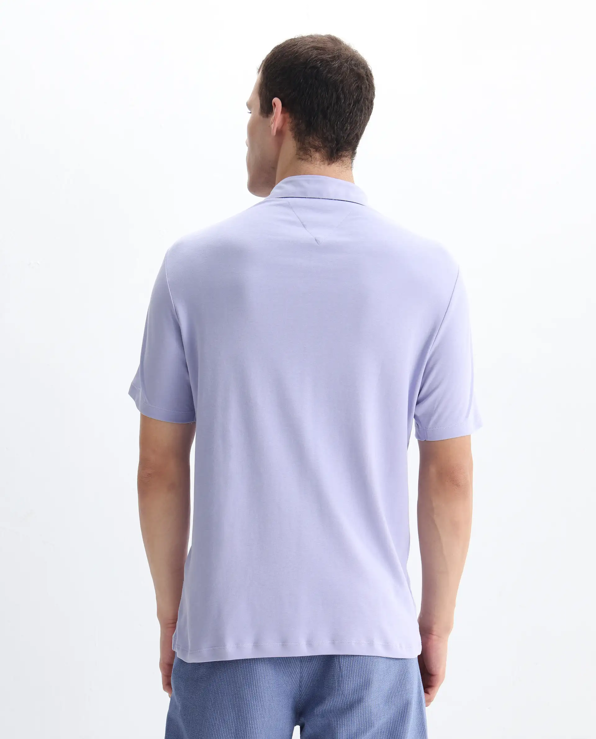 Rare Rabbit Men's Casca Pastel Purple Cotton Plain Regular Fit Half Sleeve Polo - Image 7