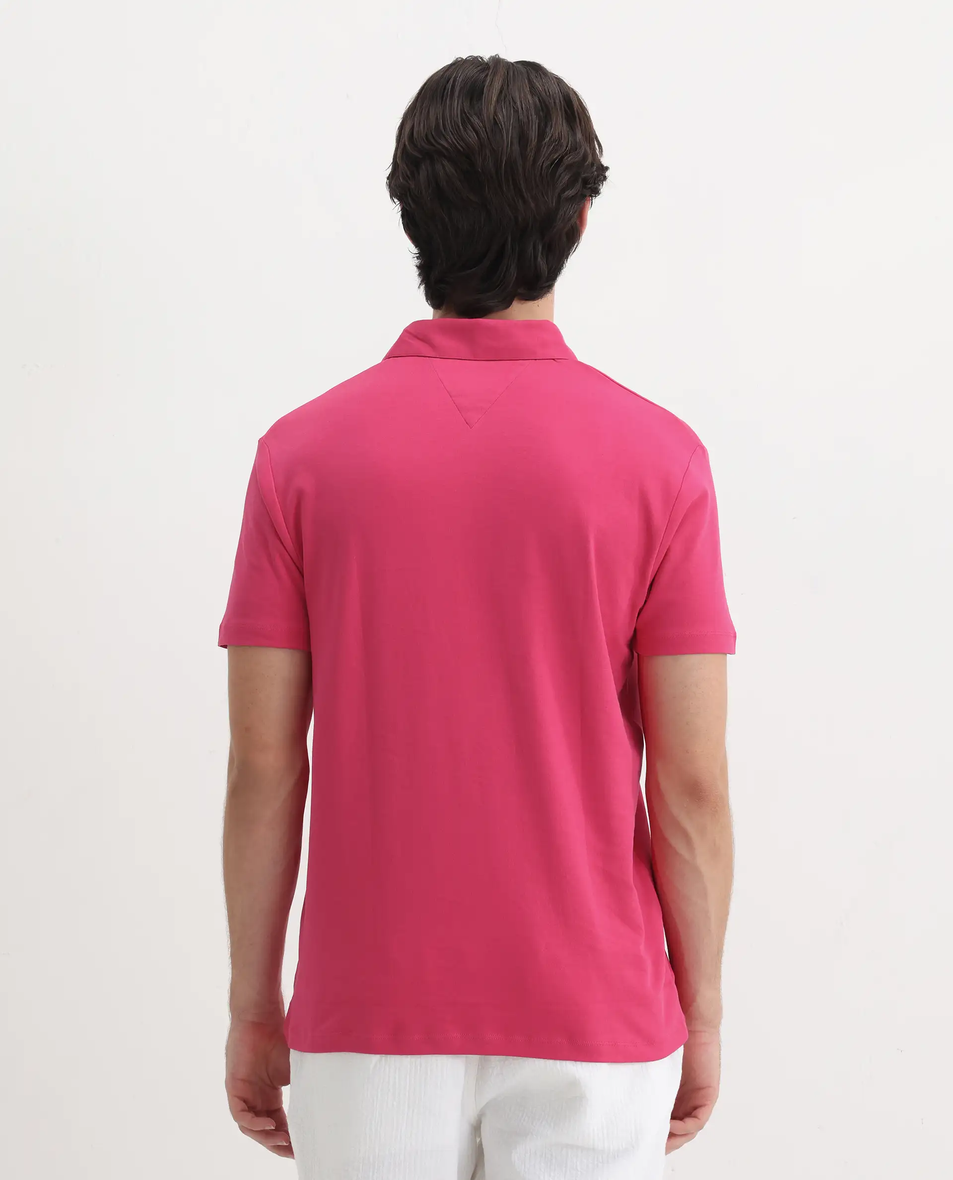 Rare Rabbit Men's Casca Flouroscent Red Cotton Plain Regular Fit Half Sleeve Polo - Image 8