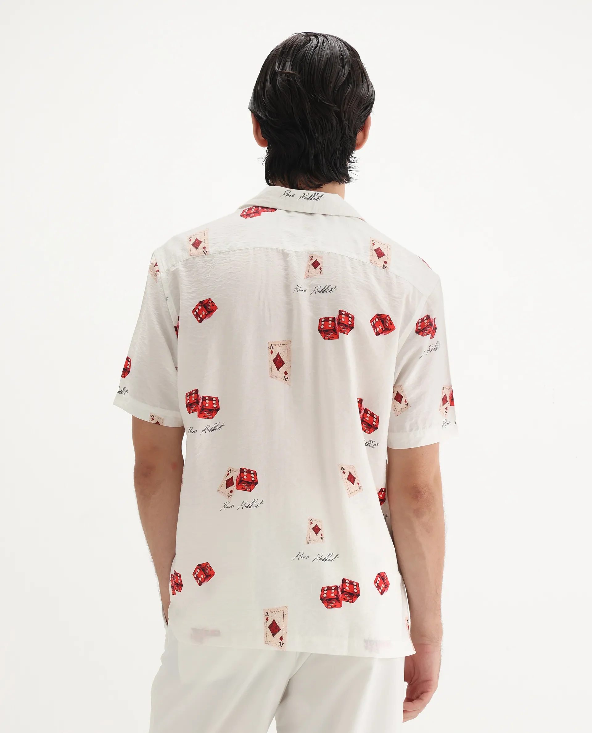 Rare Rabbit Men's Casi White Viscose Blend Decorative Print Relaxed Fit Half Sleeve Collared Shirt - Image 10
