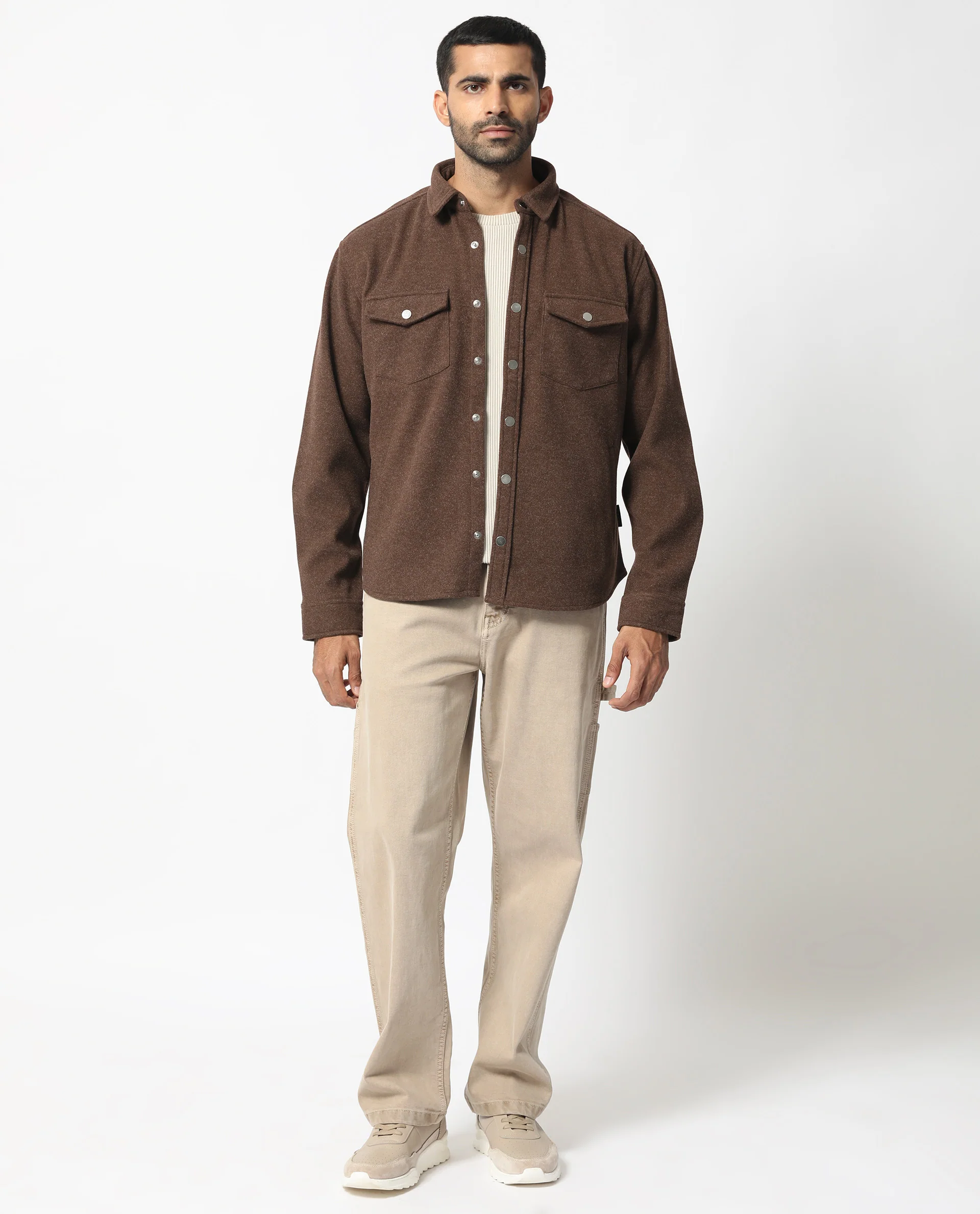 Rare Rabbit Men's Cason Dark Brown Polyester Plain Regular Fit Full Sleeve Spread Collar Jacket - Image 3
