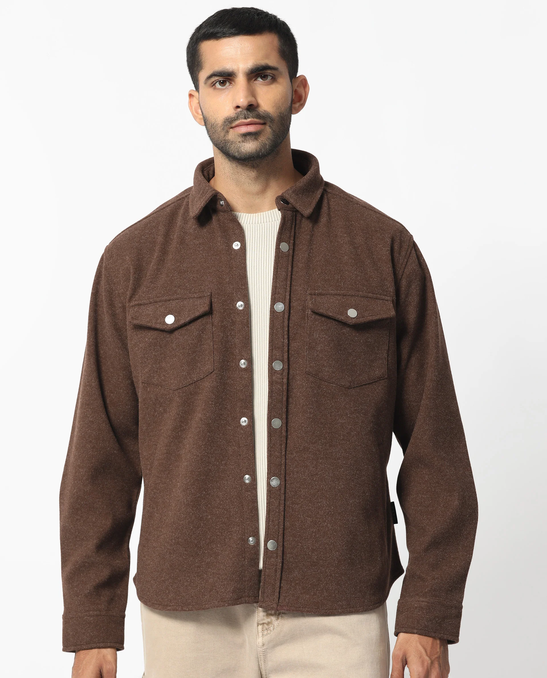 Rare Rabbit Men's Cason Dark Brown Polyester Plain Regular Fit Full Sleeve Spread Collar Jacket - Image 7