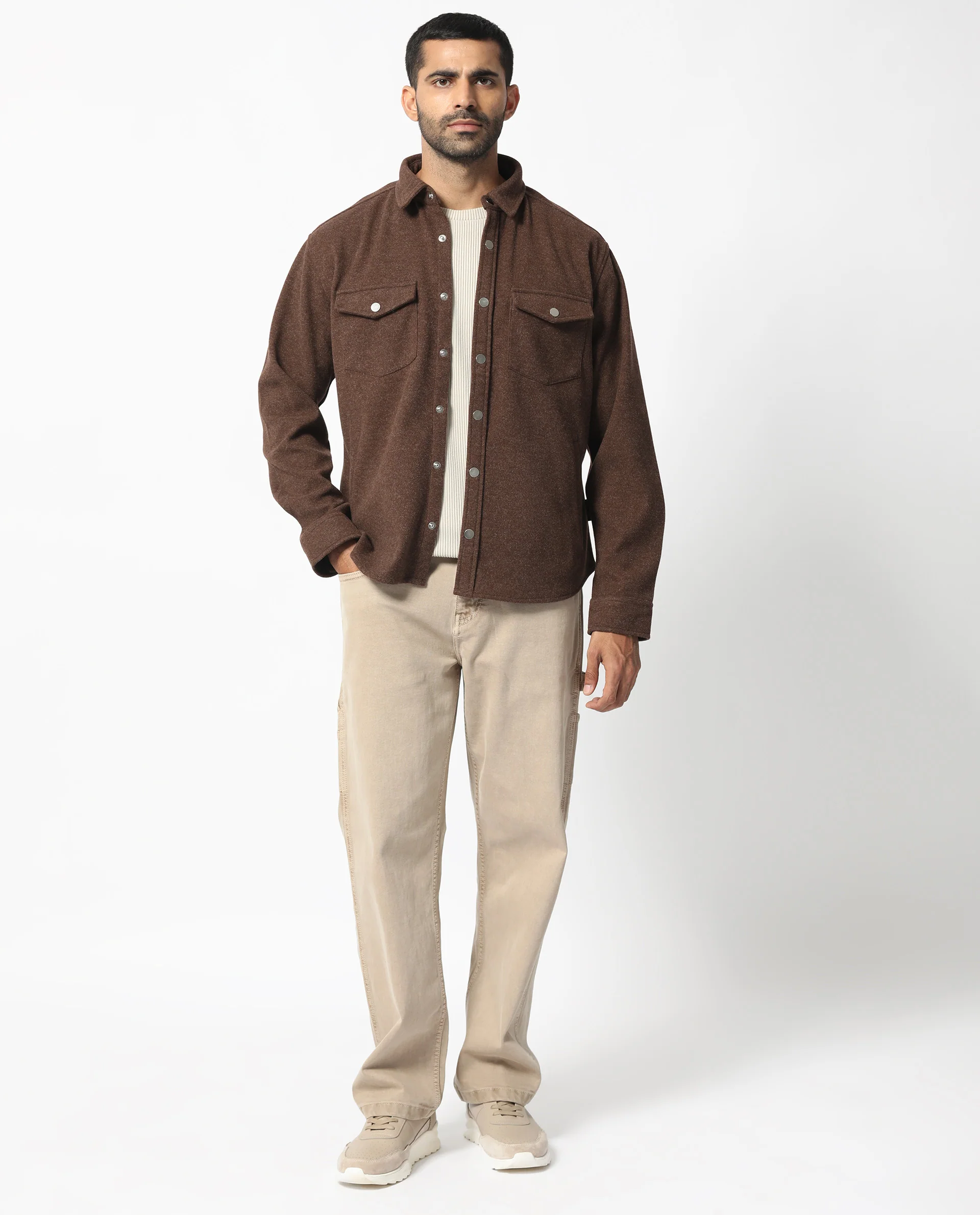 Rare Rabbit Men's Cason Dark Brown Polyester Plain Regular Fit Full Sleeve Spread Collar Jacket - Image 8