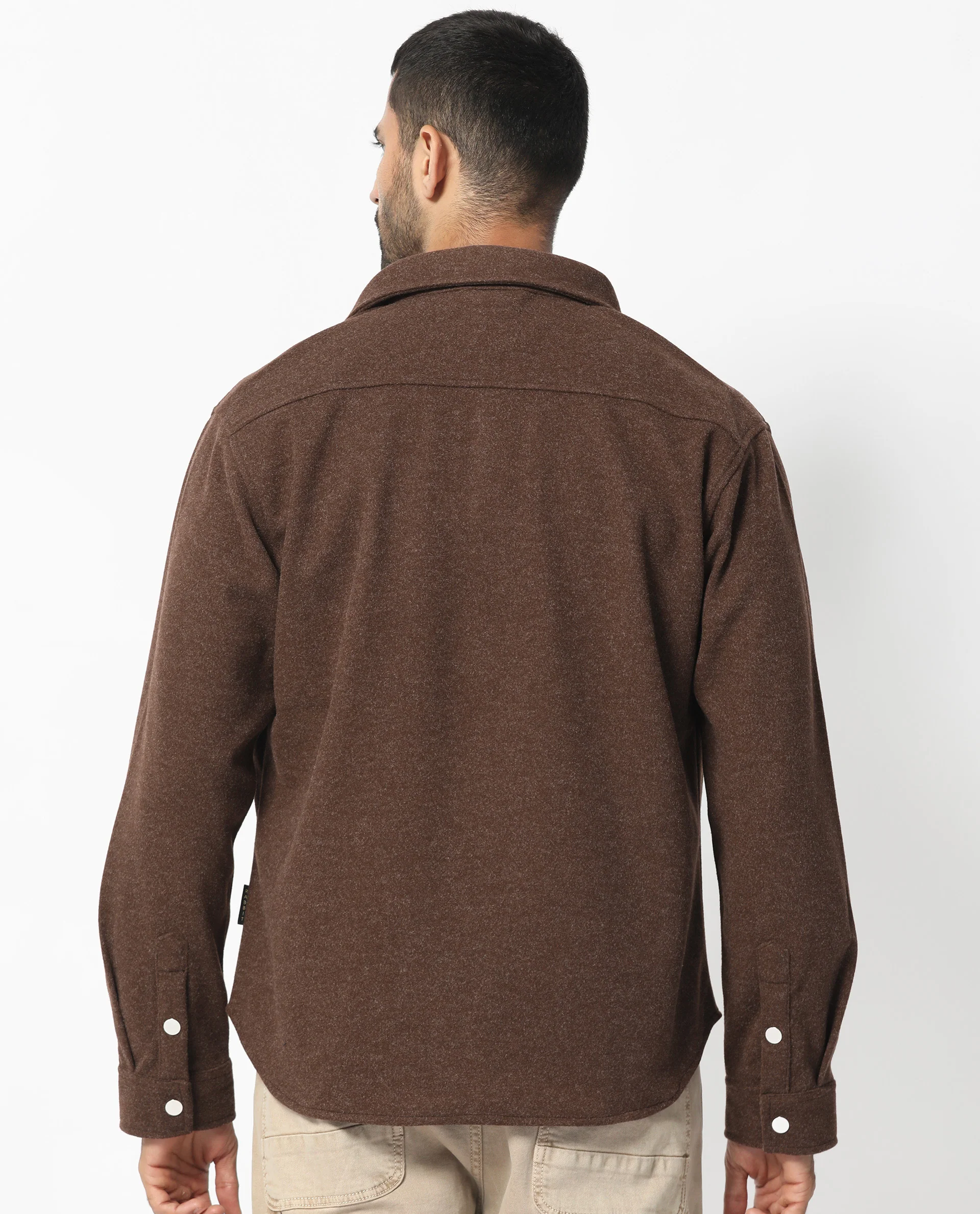 Rare Rabbit Men's Cason Dark Brown Polyester Plain Regular Fit Full Sleeve Spread Collar Jacket - Image 9