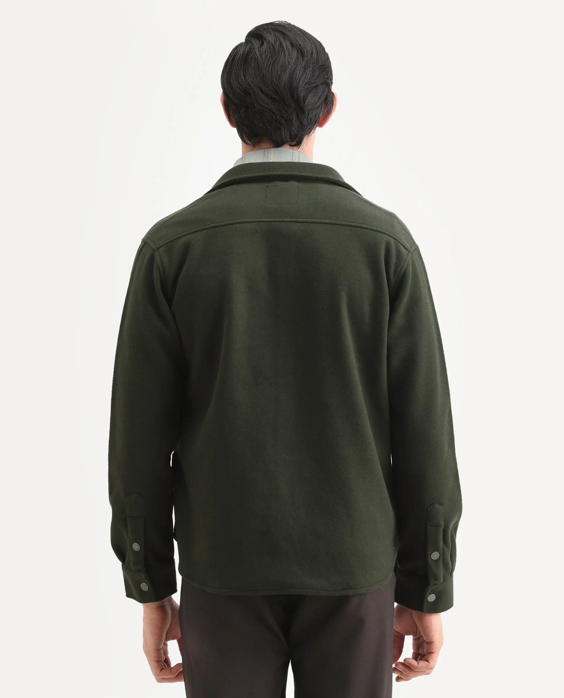 Rare Rabbit Men's Cason Dark Green Polyester Plain Regular Fit Full Sleeve Spread Collar Jacket - Image 7