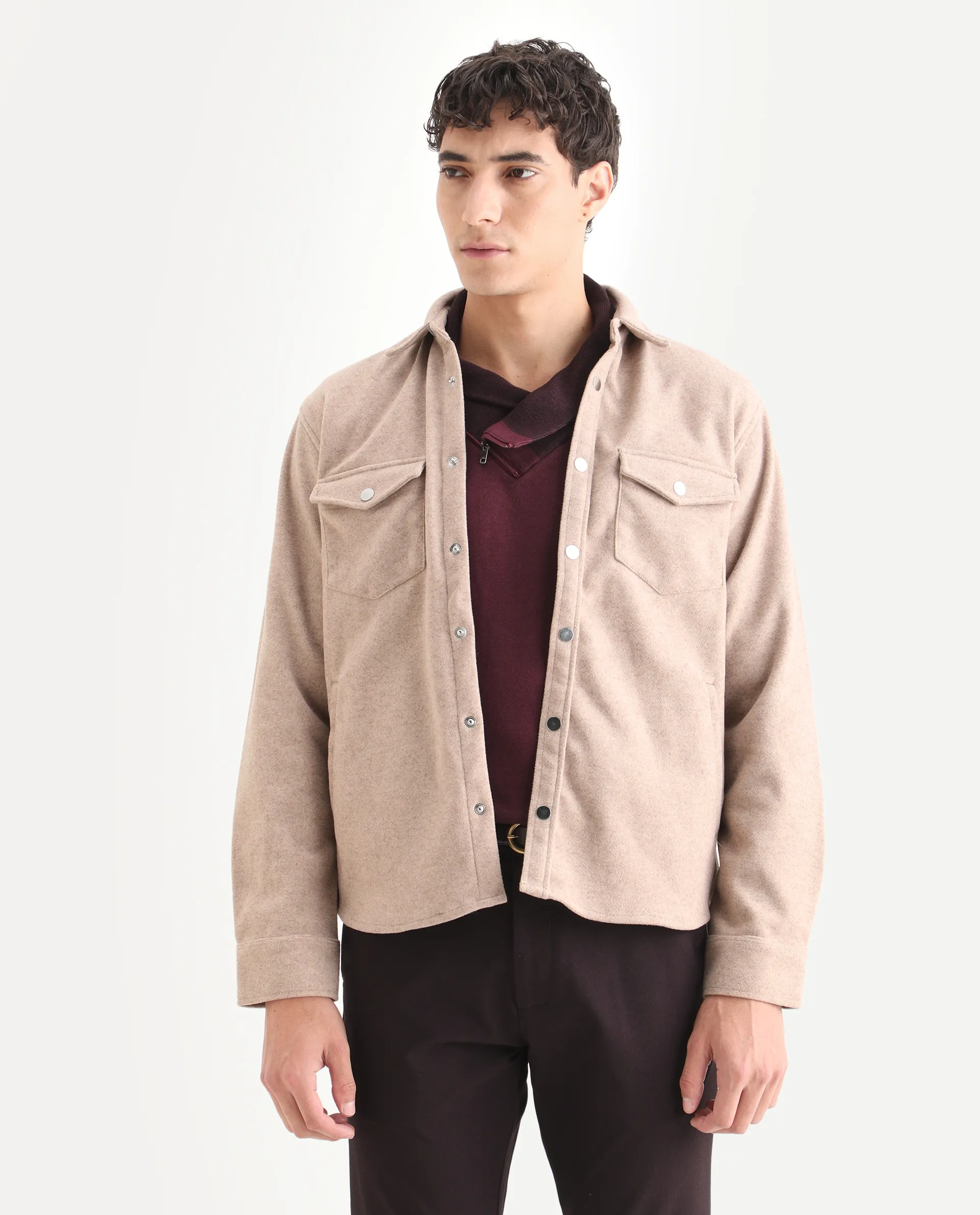 Rare Rabbit Men's Cason Light Beige Polyester Plain Regular Fit Full Sleeve Spread Collar Jacket - Image 6