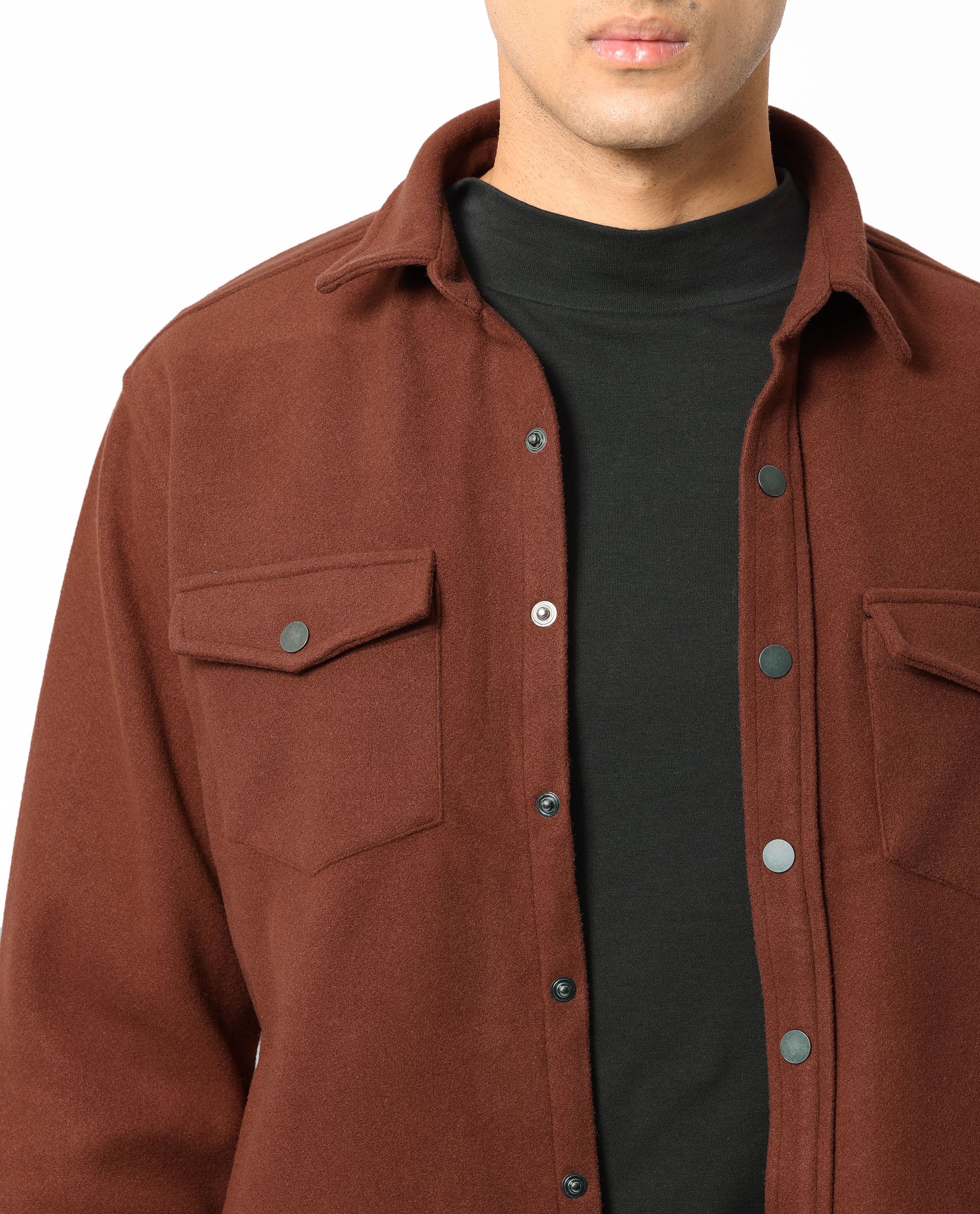 Rare Rabbit Men's Cason Rust Plain Regular Fit Full Sleeve Collared Jacket - Image 2