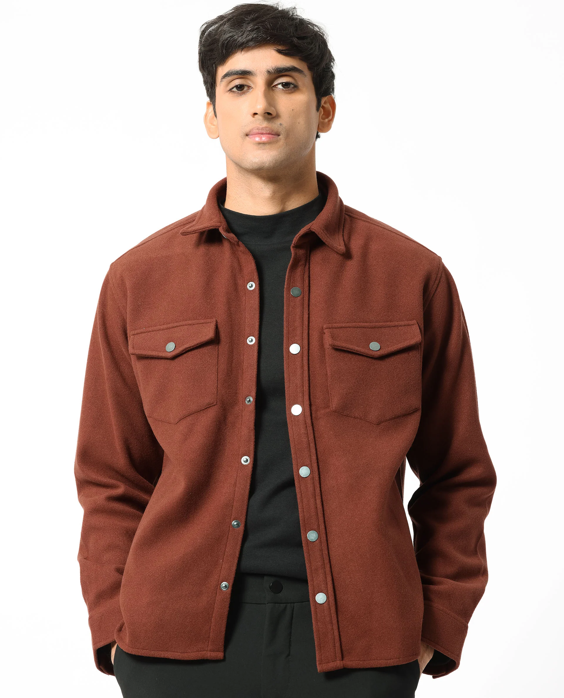 Rare Rabbit Men's Cason Rust Plain Regular Fit Full Sleeve Collared Jacket - Image 3