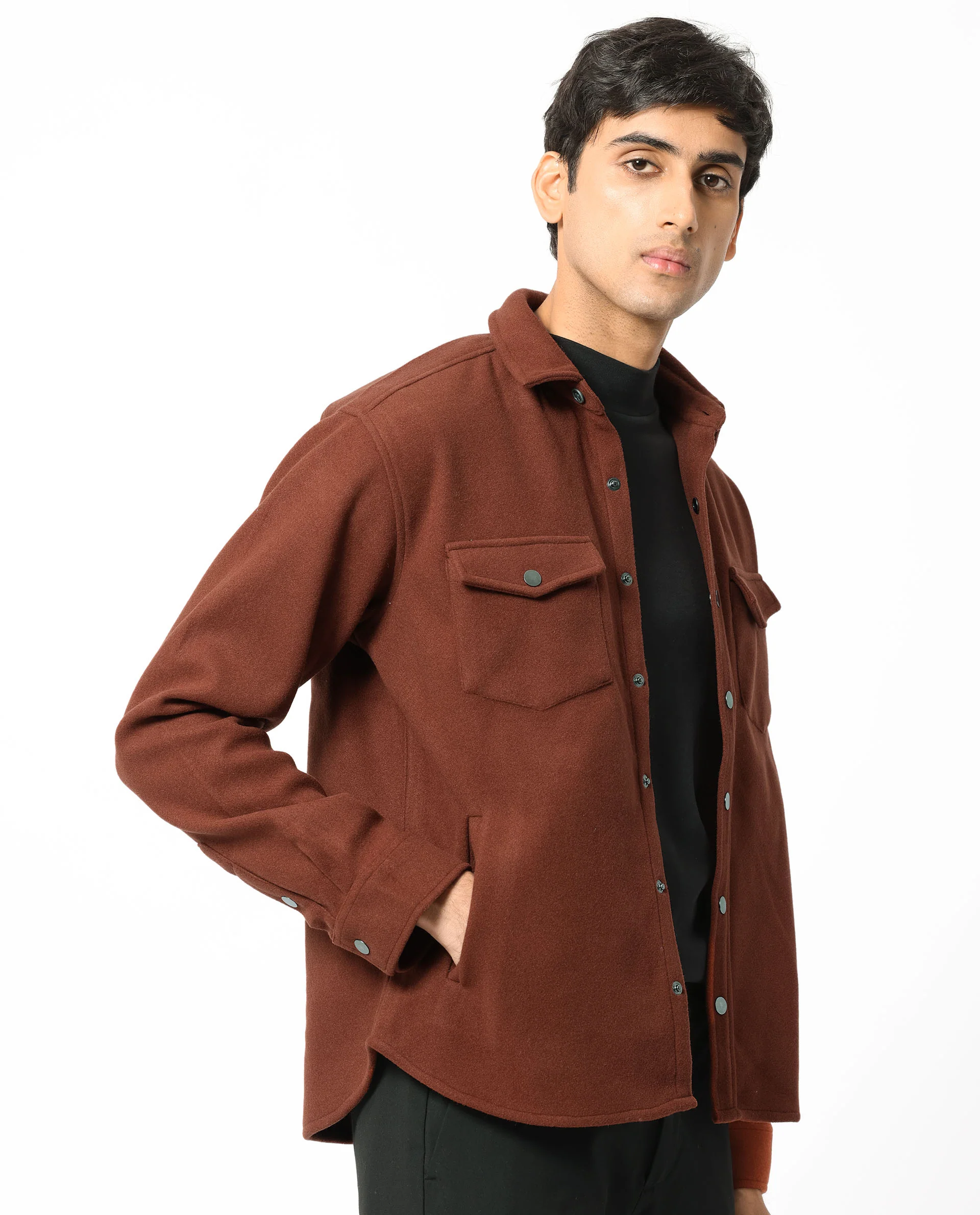 Rare Rabbit Men's Cason Rust Plain Regular Fit Full Sleeve Collared Jacket - Image 7
