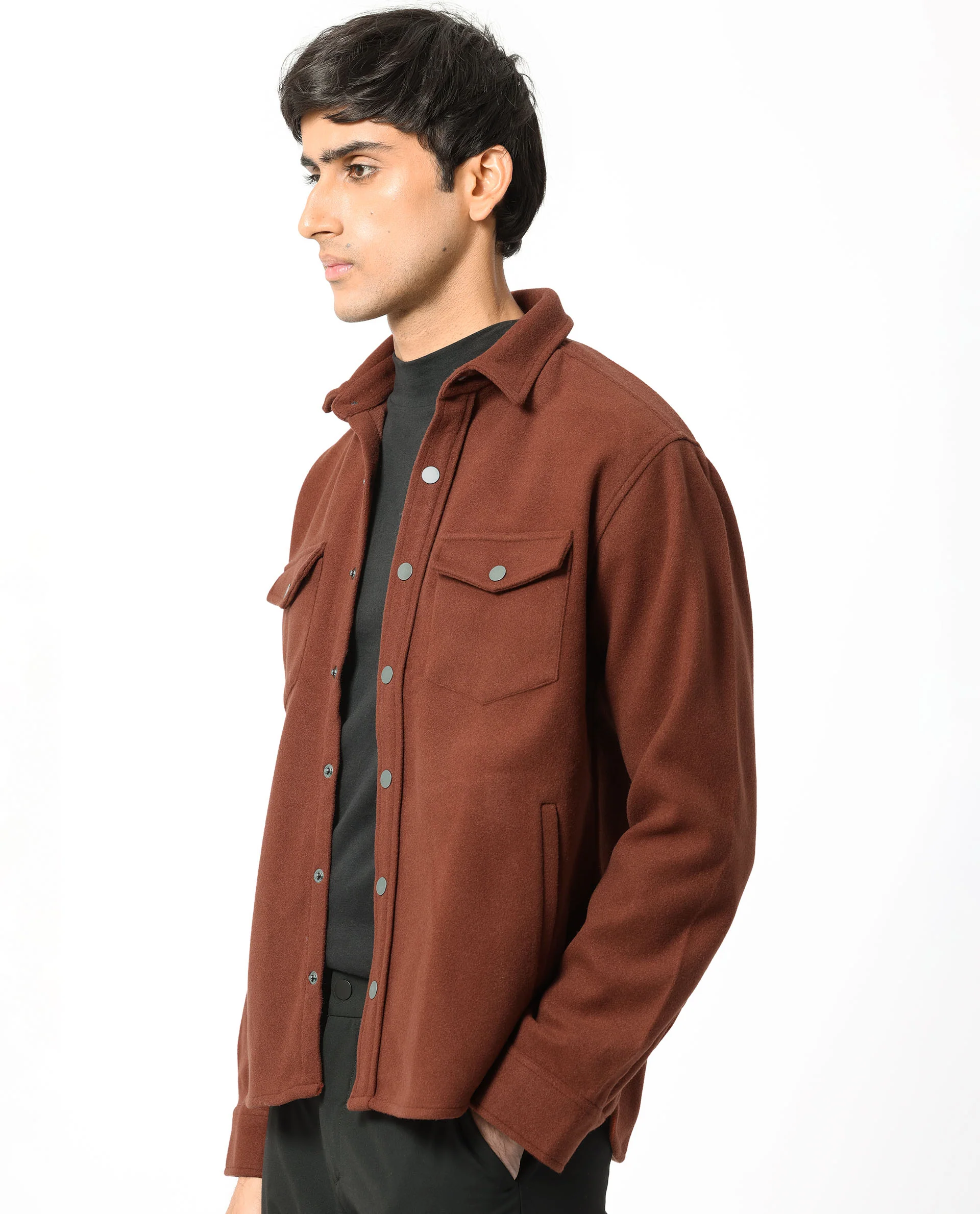 Rare Rabbit Men's Cason Rust Plain Regular Fit Full Sleeve Collared Jacket - Image 8