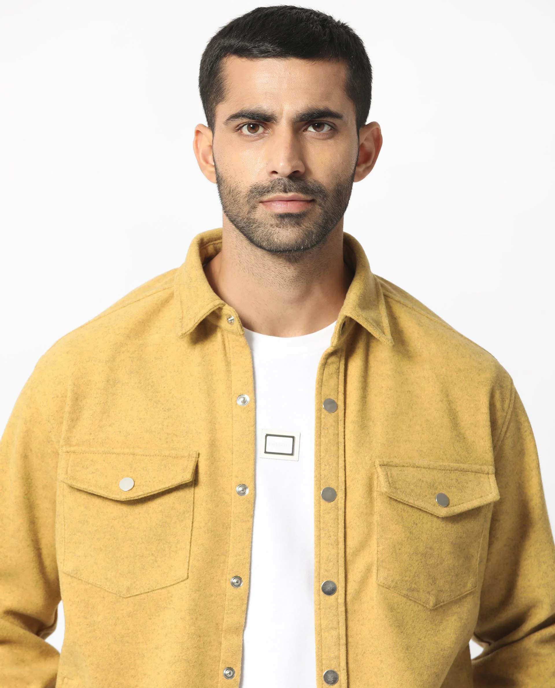 Rare Rabbit Men's Cason Yellow Polyester Plain Regular Fit Full Sleeve Spread Collar Jacket - Image 2