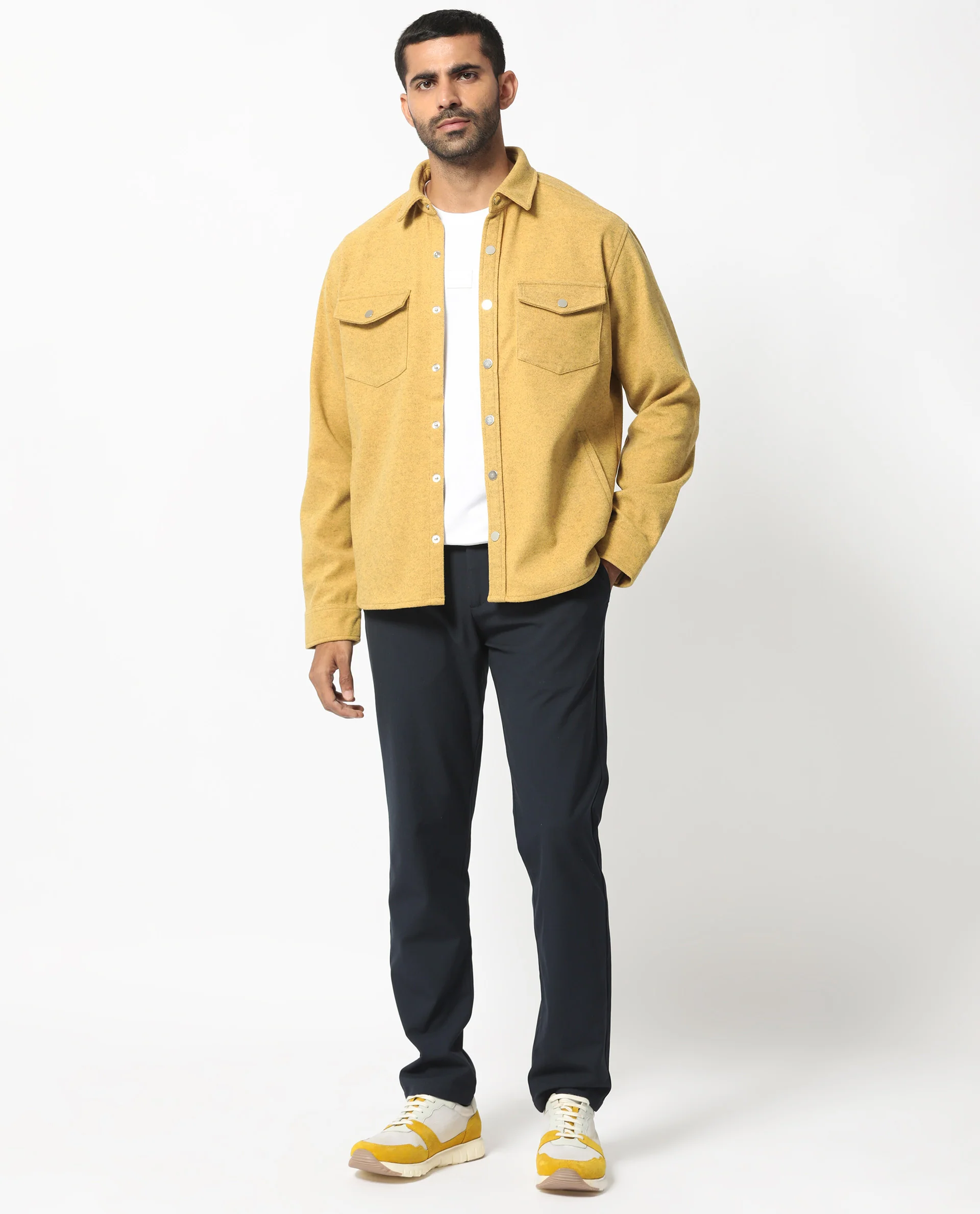 Rare Rabbit Men's Cason Yellow Polyester Plain Regular Fit Full Sleeve Spread Collar Jacket - Image 4