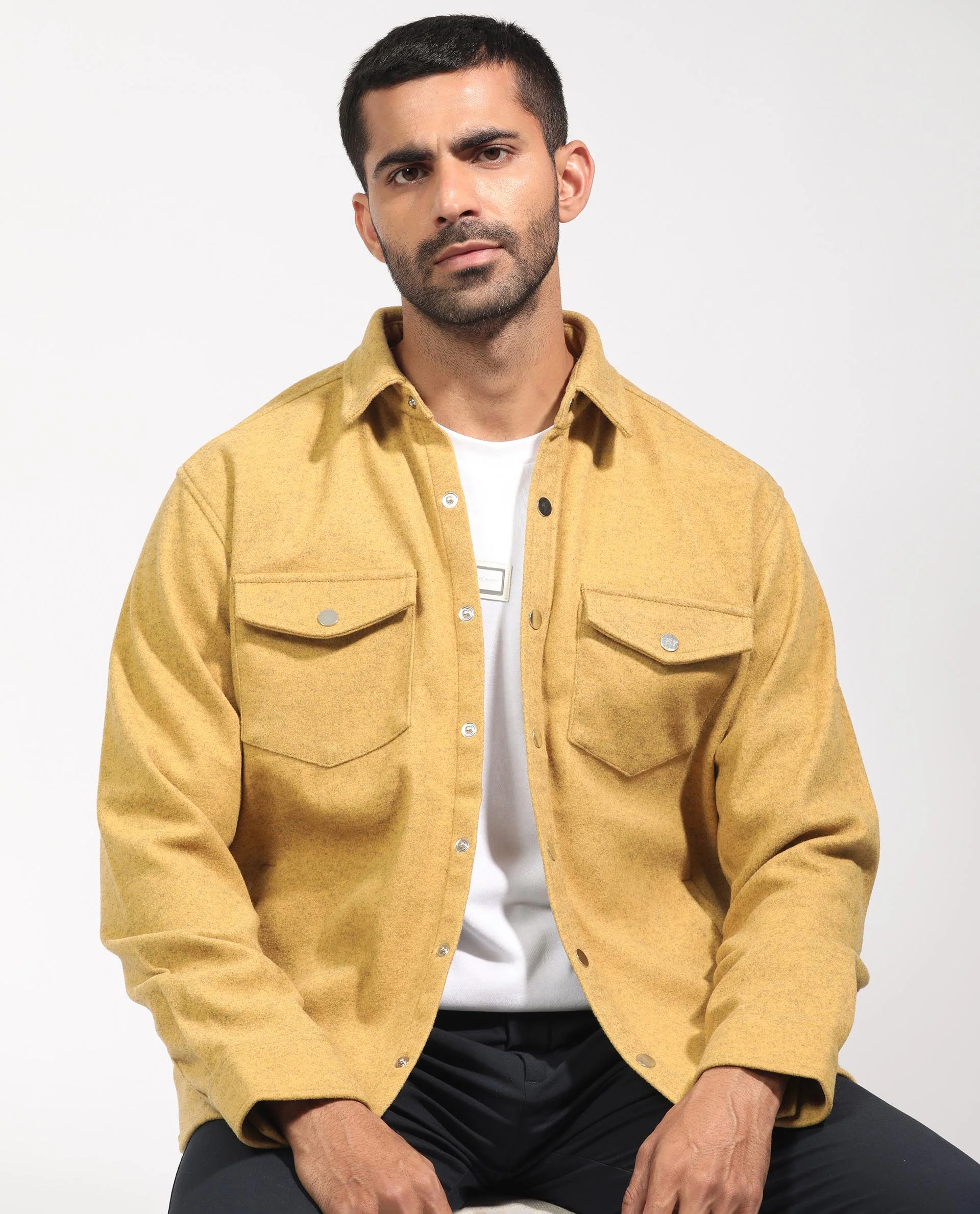 Rare Rabbit Men's Cason Yellow Polyester Plain Regular Fit Full Sleeve Spread Collar Jacket - Image 5
