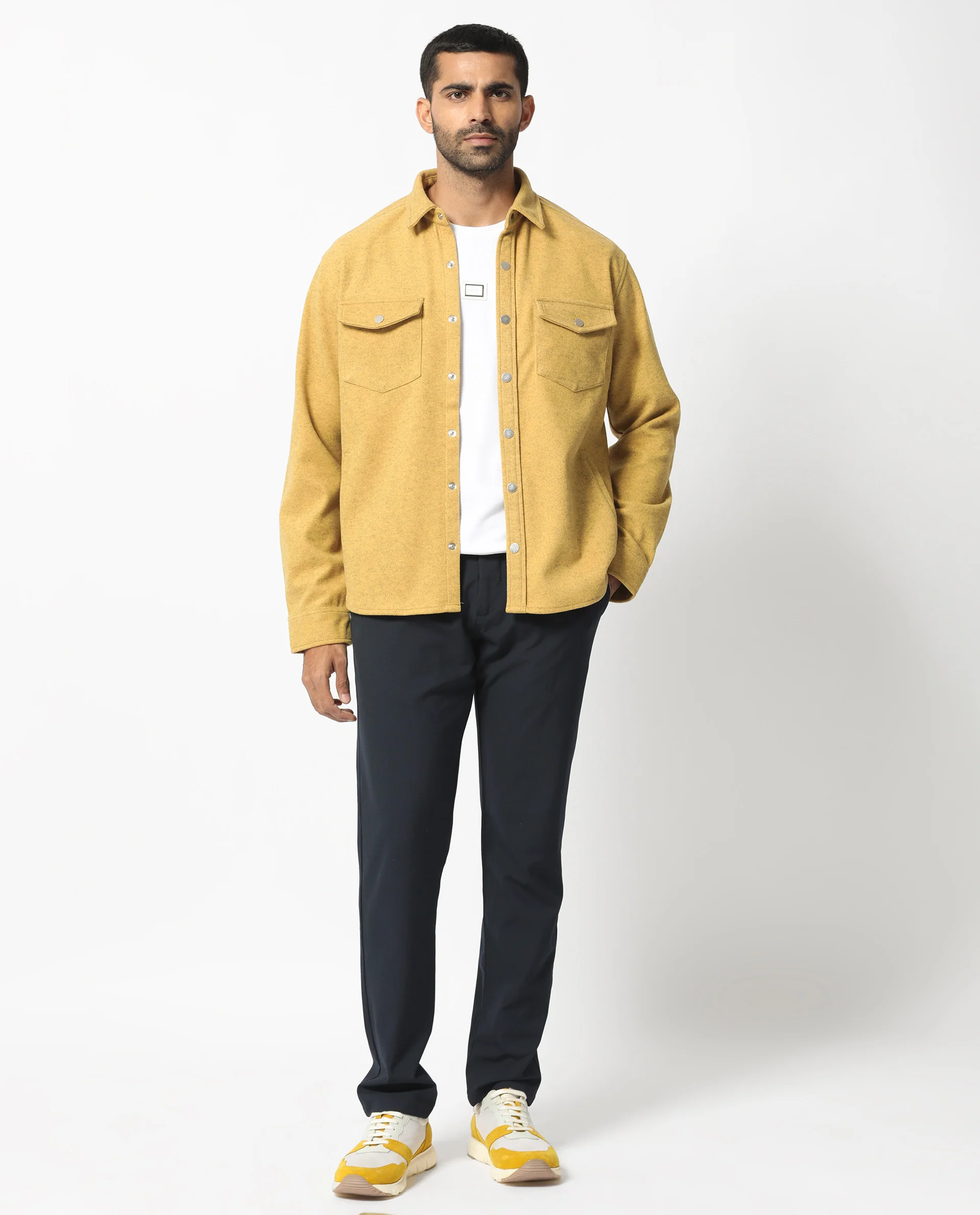 Rare Rabbit Men's Cason Yellow Polyester Plain Regular Fit Full Sleeve Spread Collar Jacket - Image 7