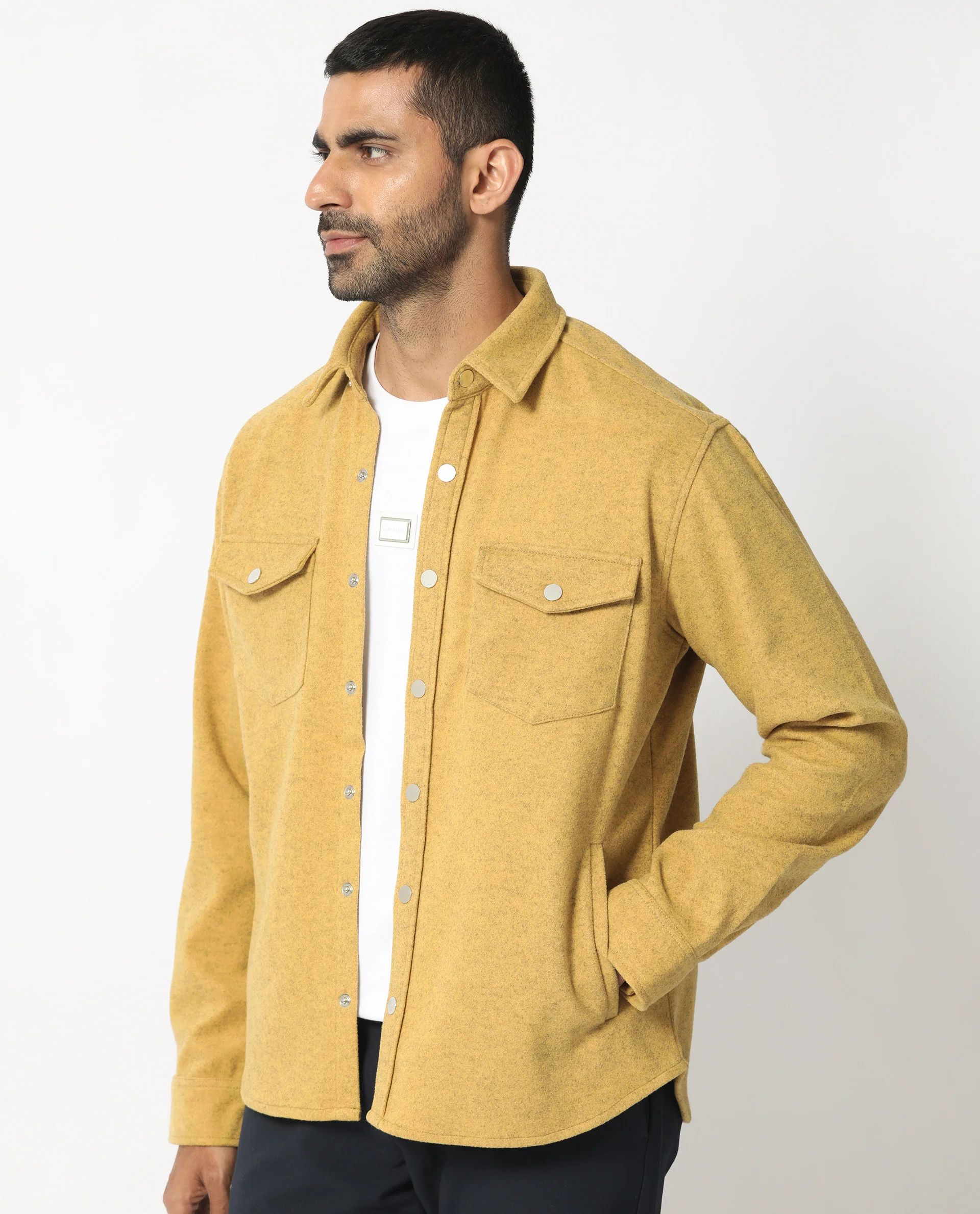 Rare Rabbit Men's Cason Yellow Polyester Plain Regular Fit Full Sleeve Spread Collar Jacket - Image 8